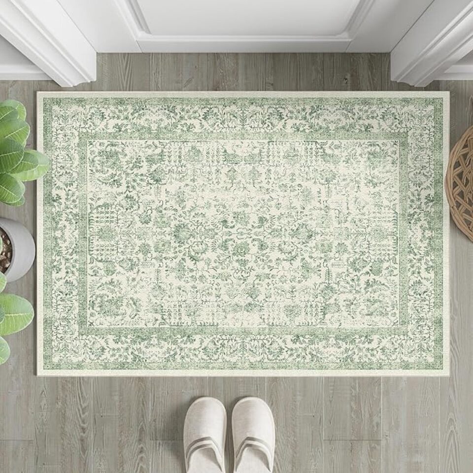 PURECOZY Teppich kurzflor, Wohnzimmerteppich, rutschfester Teppich, Vintage-Stil, rechteckig, Höhe: 50 mm, geeignet für verschiedene Innenräume, 180x60cm