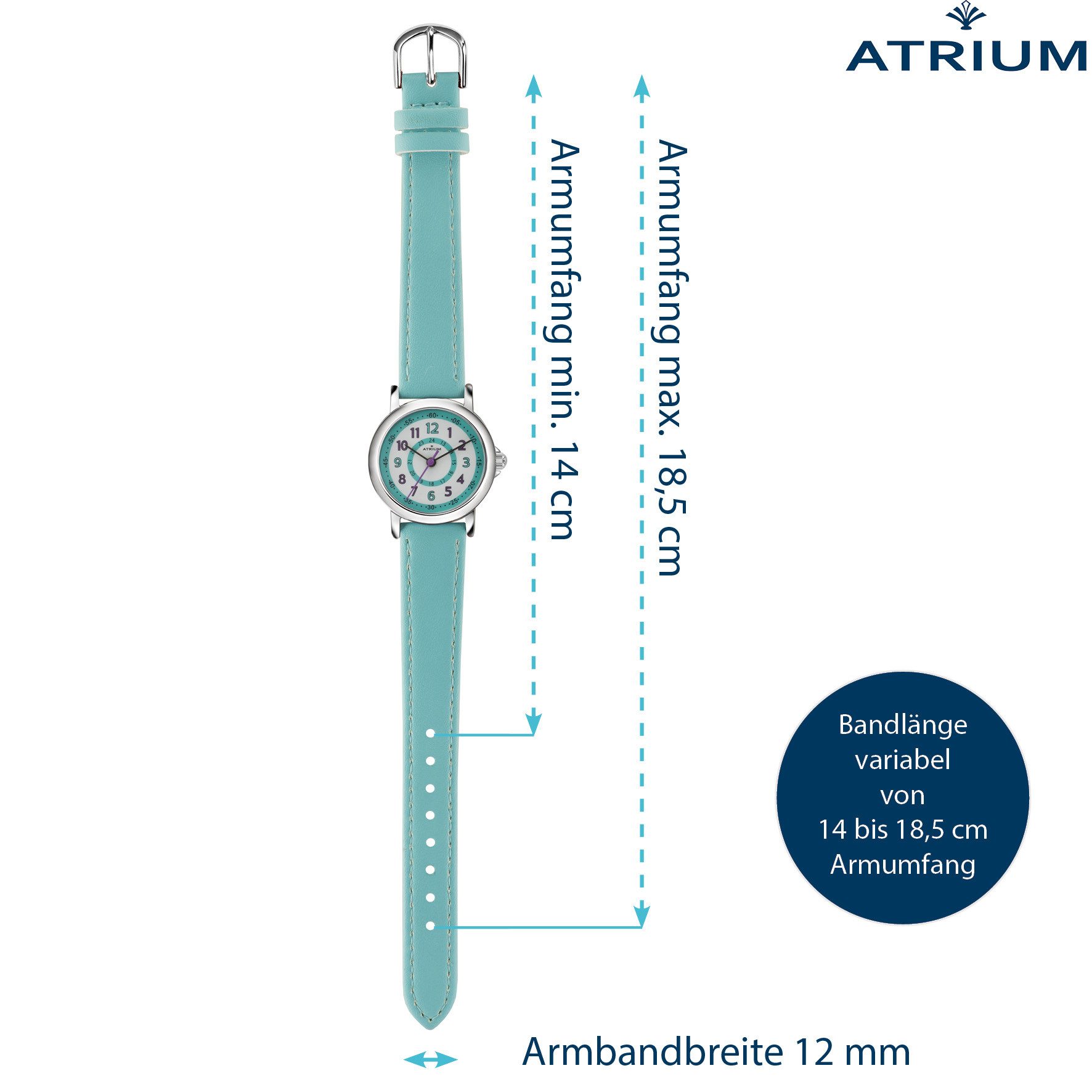 Atrium Quarzuhr A31 Kinder Armbanduhr, analog bunt deutlich Uhrzeit lernen Geschenkidee Ø 27mm – Bild 2 von 5