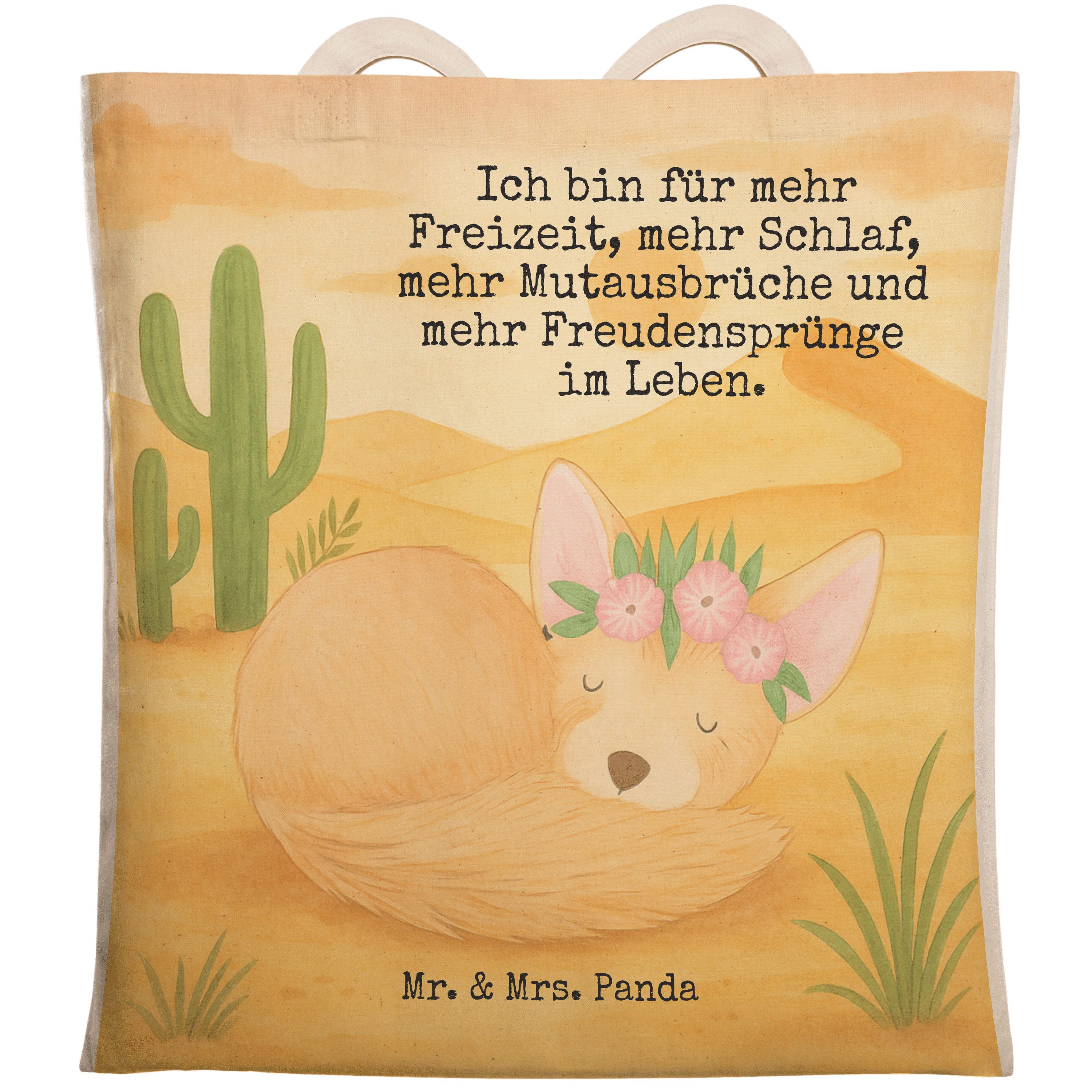 Tragetasche Wüstenfuchs Blumen Design, shopping bag, Weiß, Blumenkranz, Beuteltas