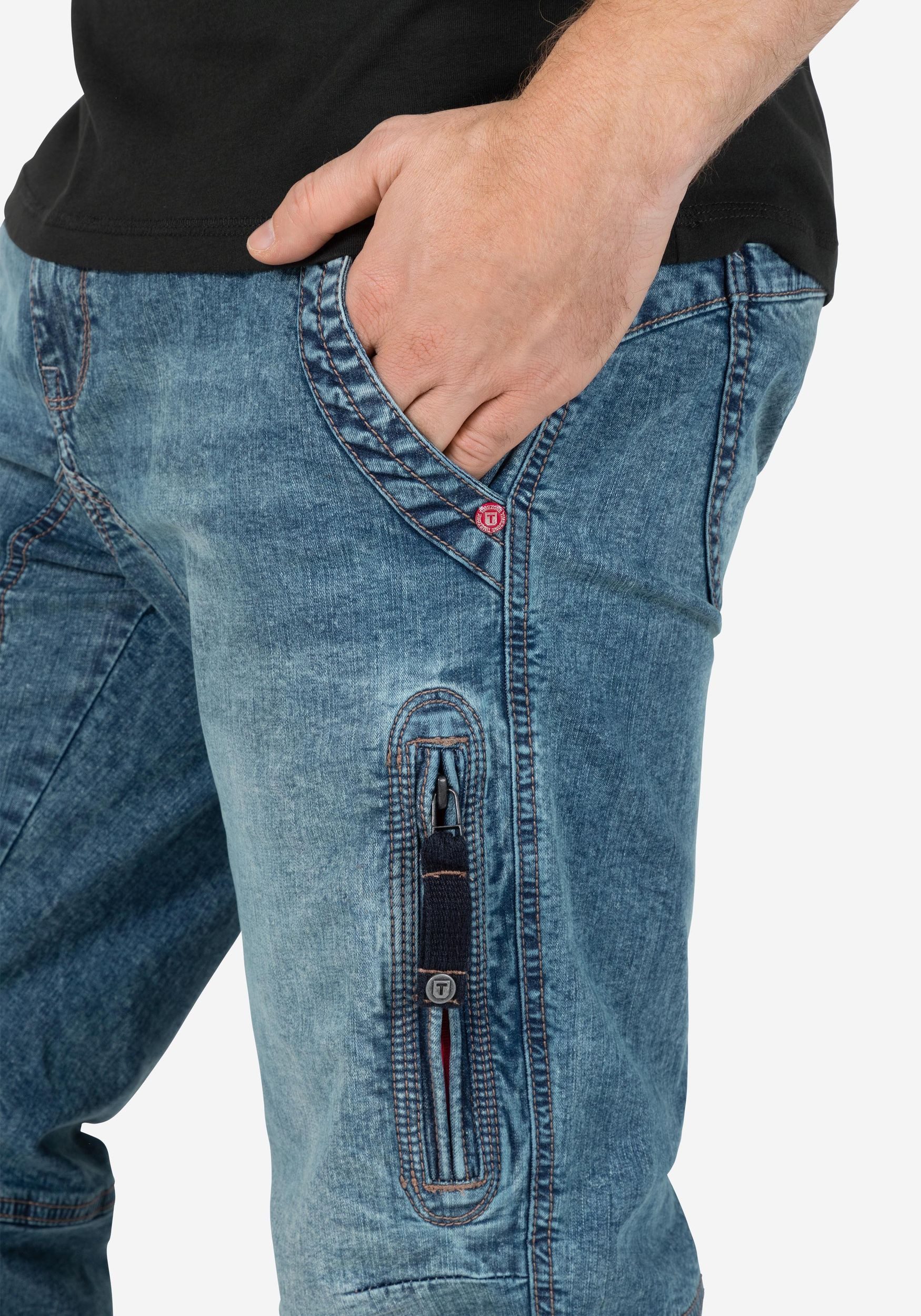 TIMEZONE Jeansshorts Jeans mit geradem Bein und Kontrast für Herren Baumwolle Normal Fit unifarben atmungsaktiv Reißverschluss – Bild 4 von 5