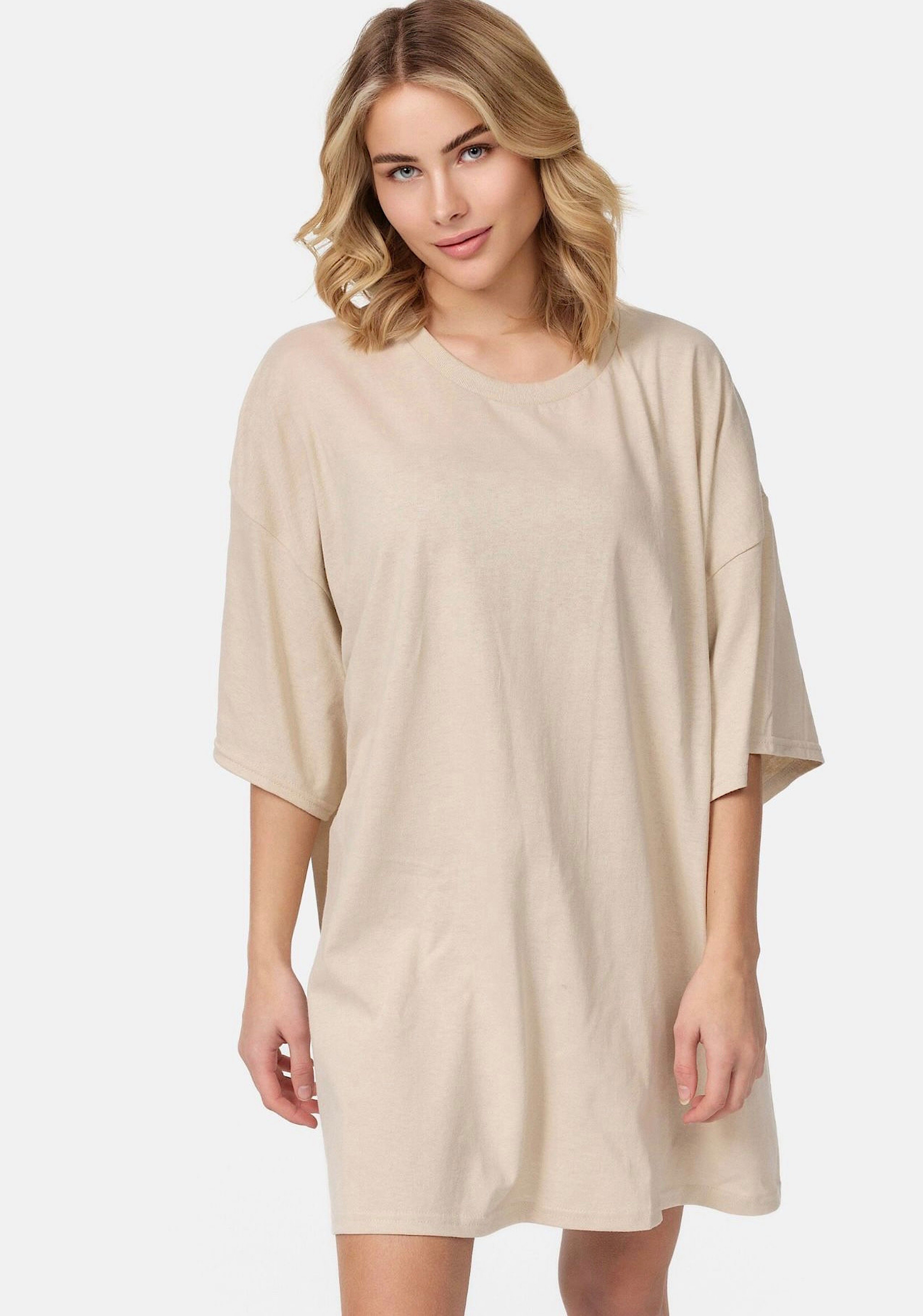 Worldclassca T-Shirt Worldclassca Oversized Lounge T-Shirt UNI lang Sommer Tee Beige Oberteil