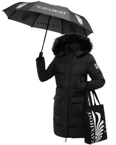 Navahoo Wintermantel Cosimaa Warmer Damen Parka inkl. Einkaufstasche und Regenschirm