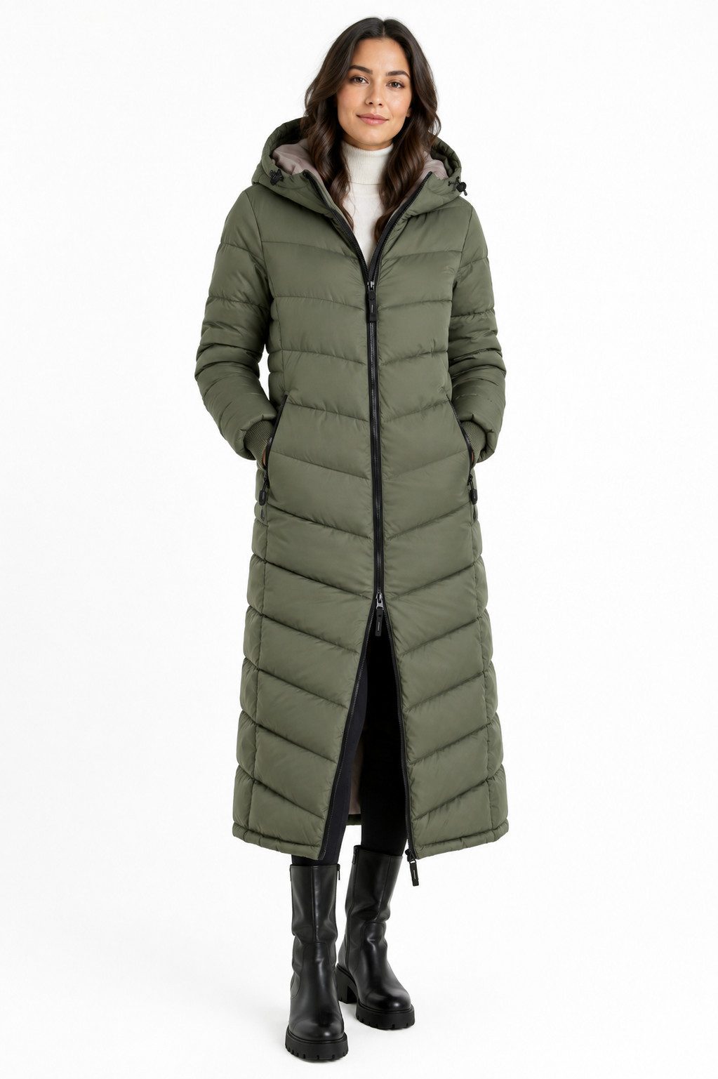 SUBLEVEL Steppmantel Damen Winter Jacke Parka Stepp Jacke Winter Mantel Extra lang 126cm