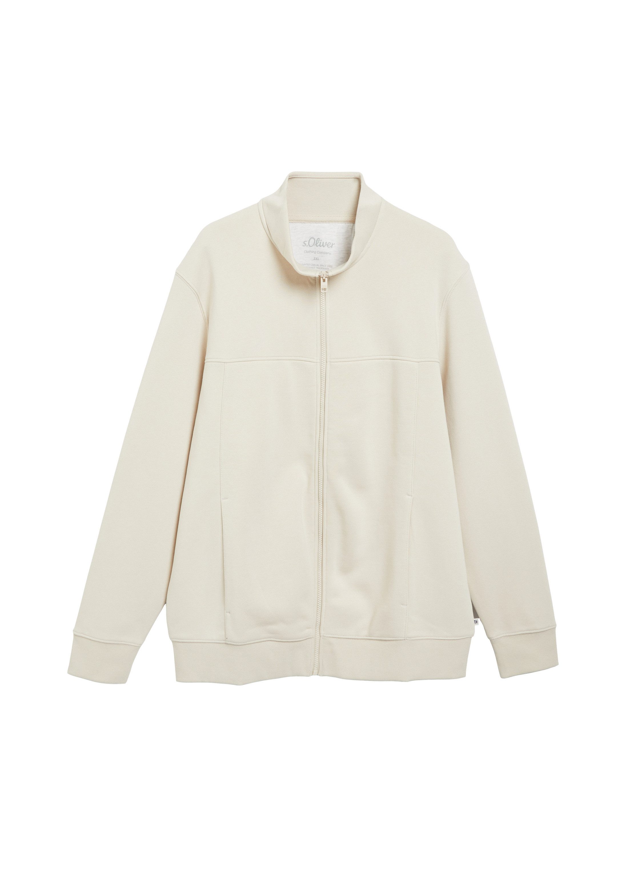 s.Oliver Sweatjacke Sweatshirt Jacke Sweatjacke mit Stehkragen und Eingrifftaschen