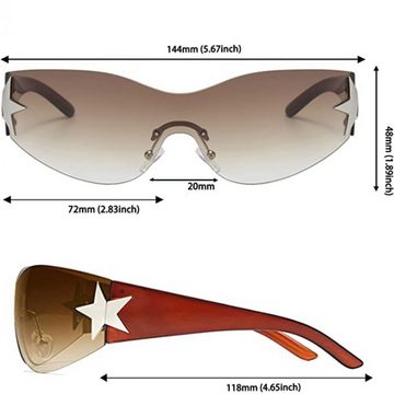 Rnemitery Sonnenbrille Vintage Randlose Sonnenbrille mit Stern UV Schutz Mode Retro Brille