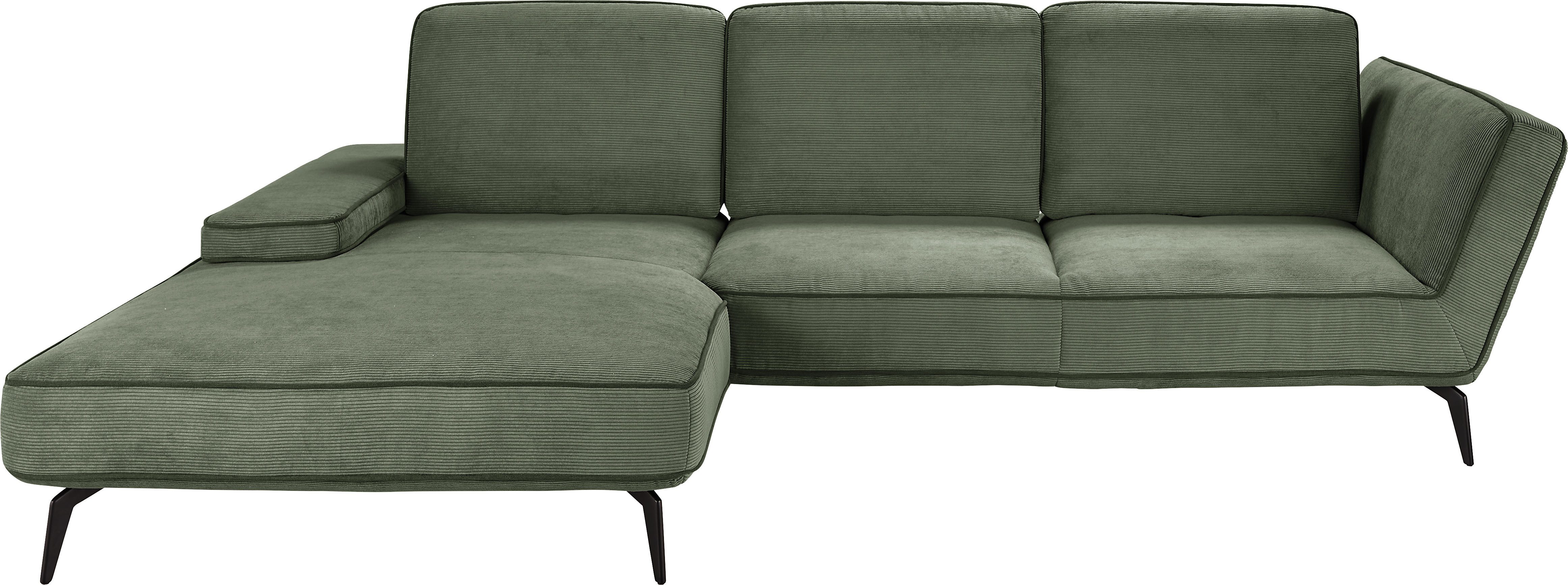 set one by Musterring Ecksofa SO 4500, Füße schwarz matt, inkl Schwenkrückenfunktion, Cord, L-Form, wahlweise mit Kopfstütze/Armteilverstellung/Rückenneigung