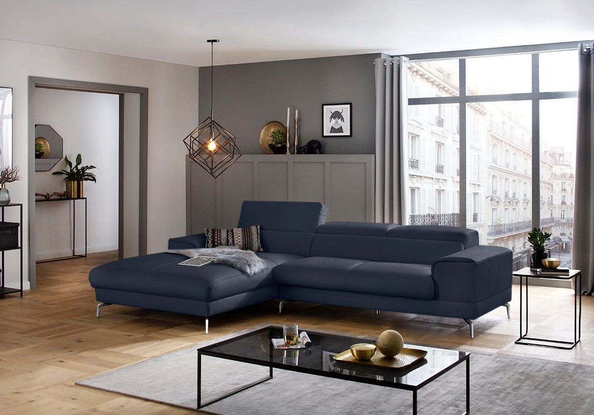 W.SCHILLIG Ecksofa piedroo, Designsofa mit tollem Sitzkomfort, bequem und elegant, L-Form, Kopfteilverstellung, wahlweise mit Sitztiefenverstellung, Breite 303cm