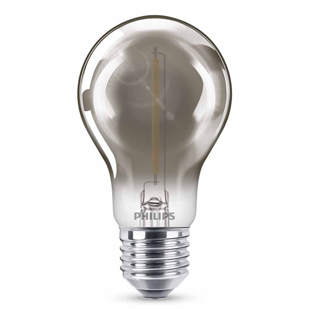 Philips LED-Leuchtmittel LED Lampe ersetzt 11W, E27 Standardform A60, Grau, warmweiß, 136 Lumen, n.v, warmweiss