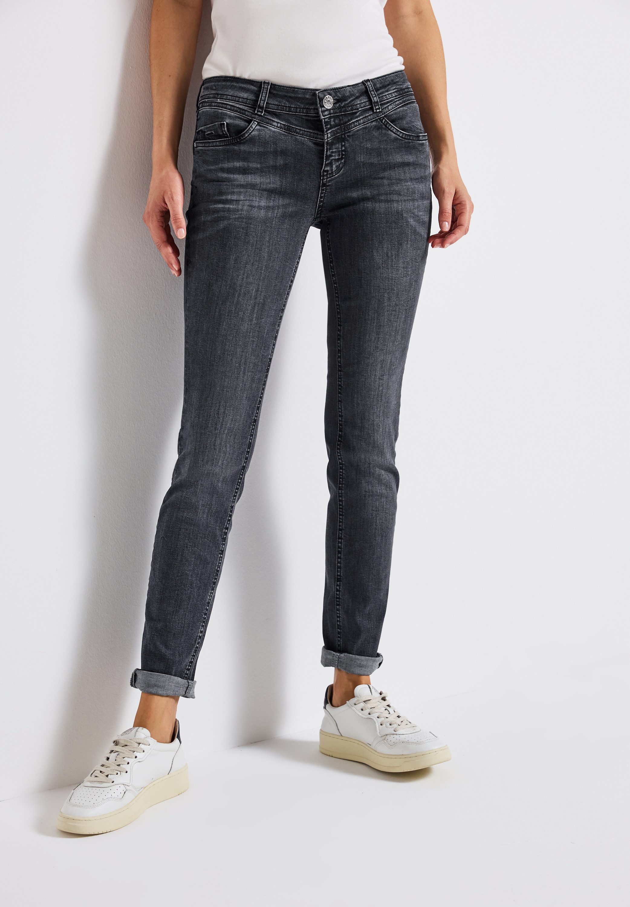 STREET ONE Comfort-fit-Jeans in grauer Waschung