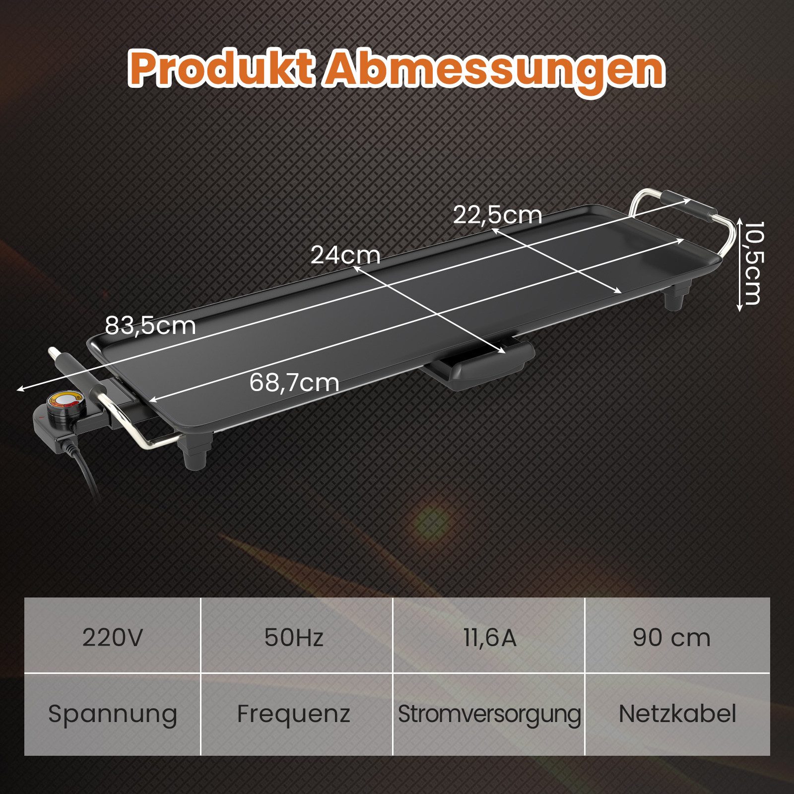 KOMFOTTEU Tischgrill, 1800 W, Teppanyaki Grill für 6-8 Personen, mit 4- einstellbarer Temperatur