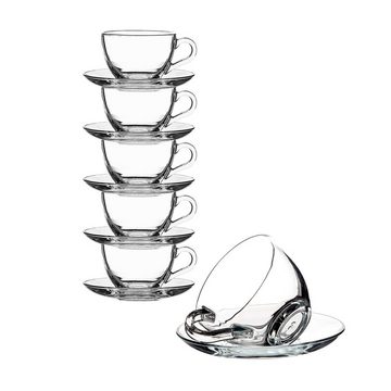 Pasabahce Teeglas »Dajar 6er Set Teegläser-Set Kaffee Basic Cup 12-Teilig mit Untertelle«, Glas
