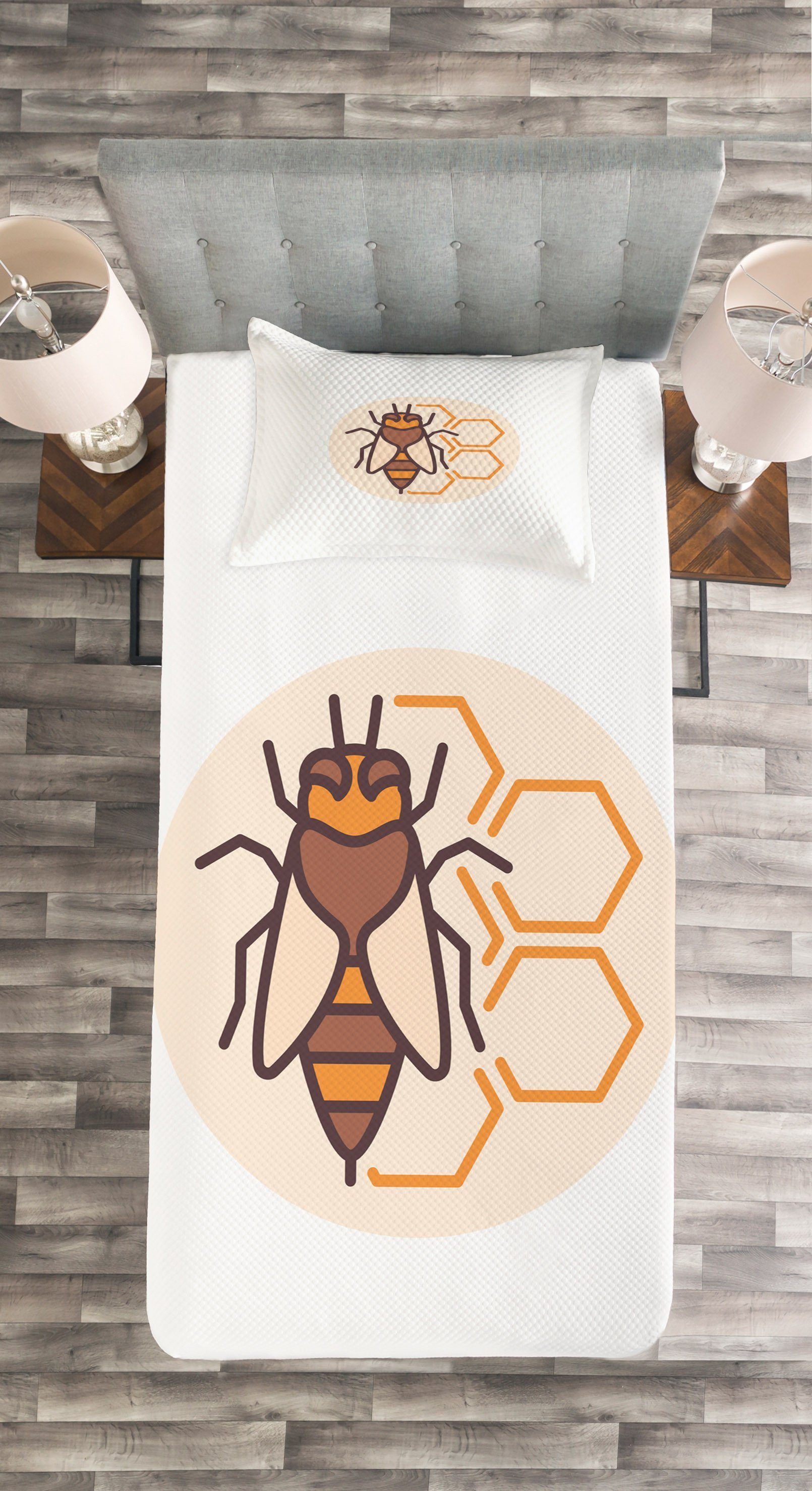 Abakuhaus, Set Bienenzucht Kissenbezügen Bienenwabe Zusammensetzung Waschbar, Tagesdecke mit