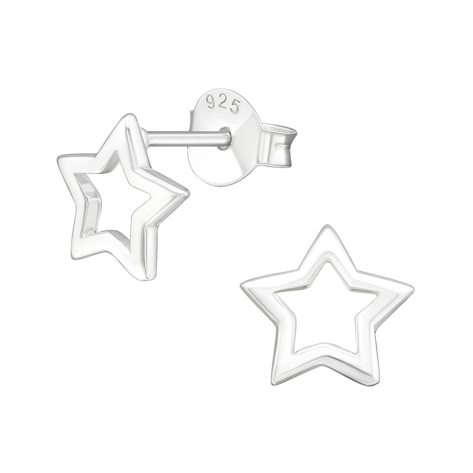 Monkimau Paar Ohrstecker Stern Ohrringe aus 925 Silber (Packung)