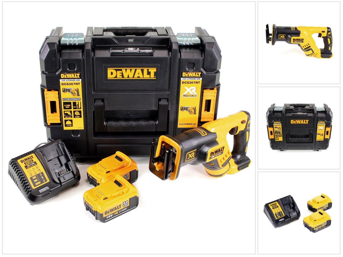 DeWalt Kompakt-Handkreissäge DCS 367 M2 Akku Reciprosäge Säbelsäge 18V Brushless + 2x Akku 4,0Ah +