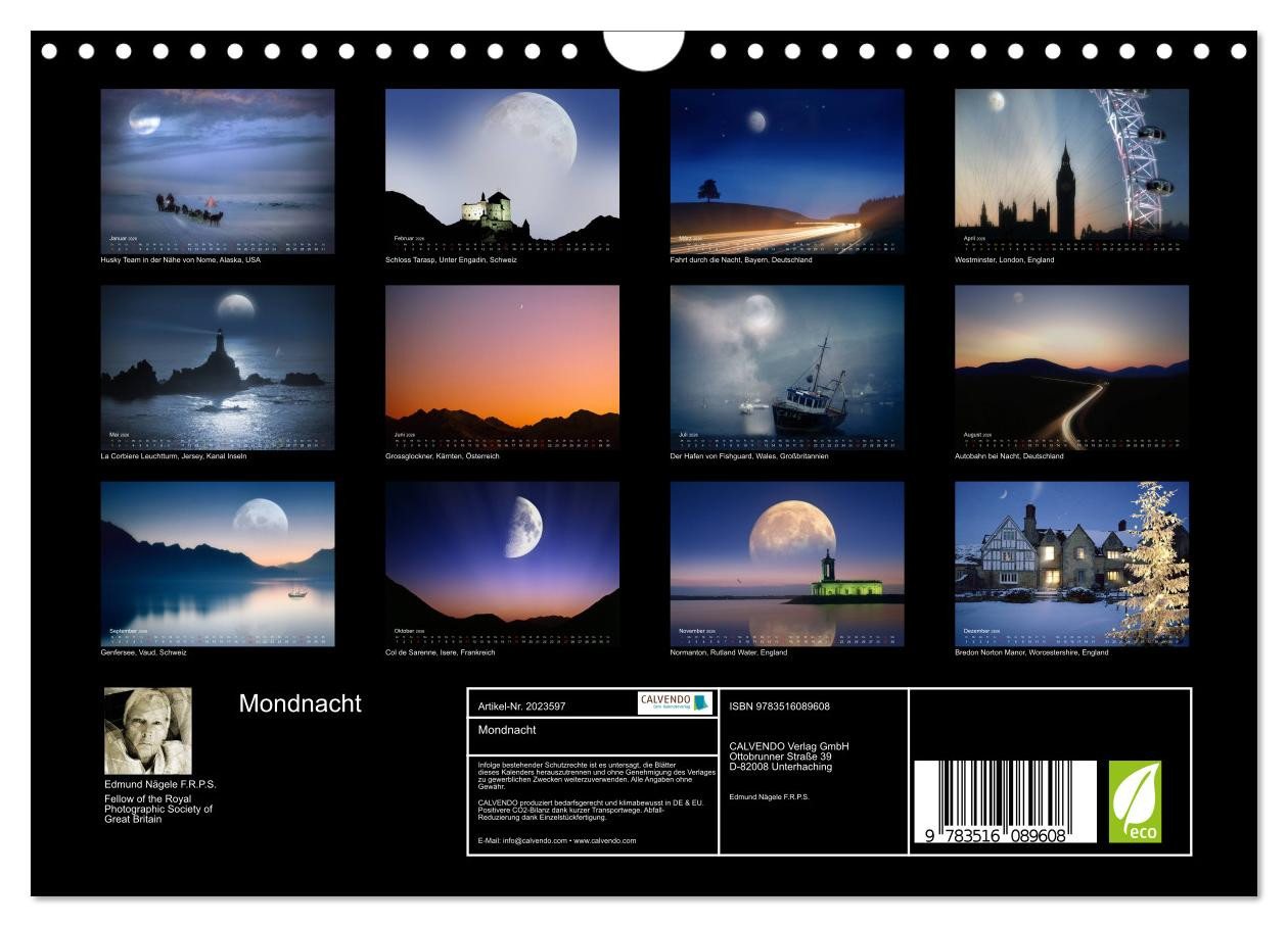 Thumbnail - CALVENDO Wandkalender Mondnacht (Wandkalender 2026 DIN A4 quer), CALVENDO Monatskalender