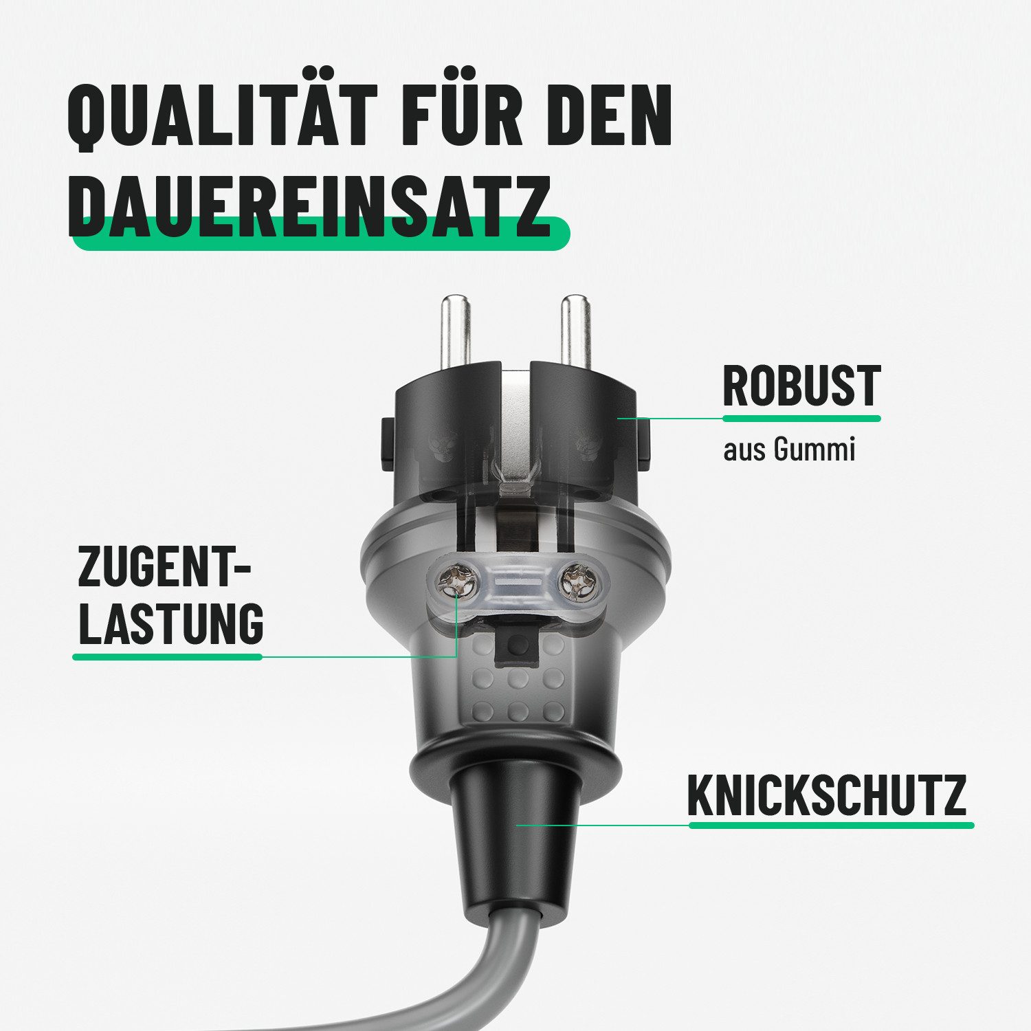 greate. Schuko-Stecker Schutzkontakt Stecker mit Knickschutz - Gummi Schutzkontaktstecker, (1-St)
