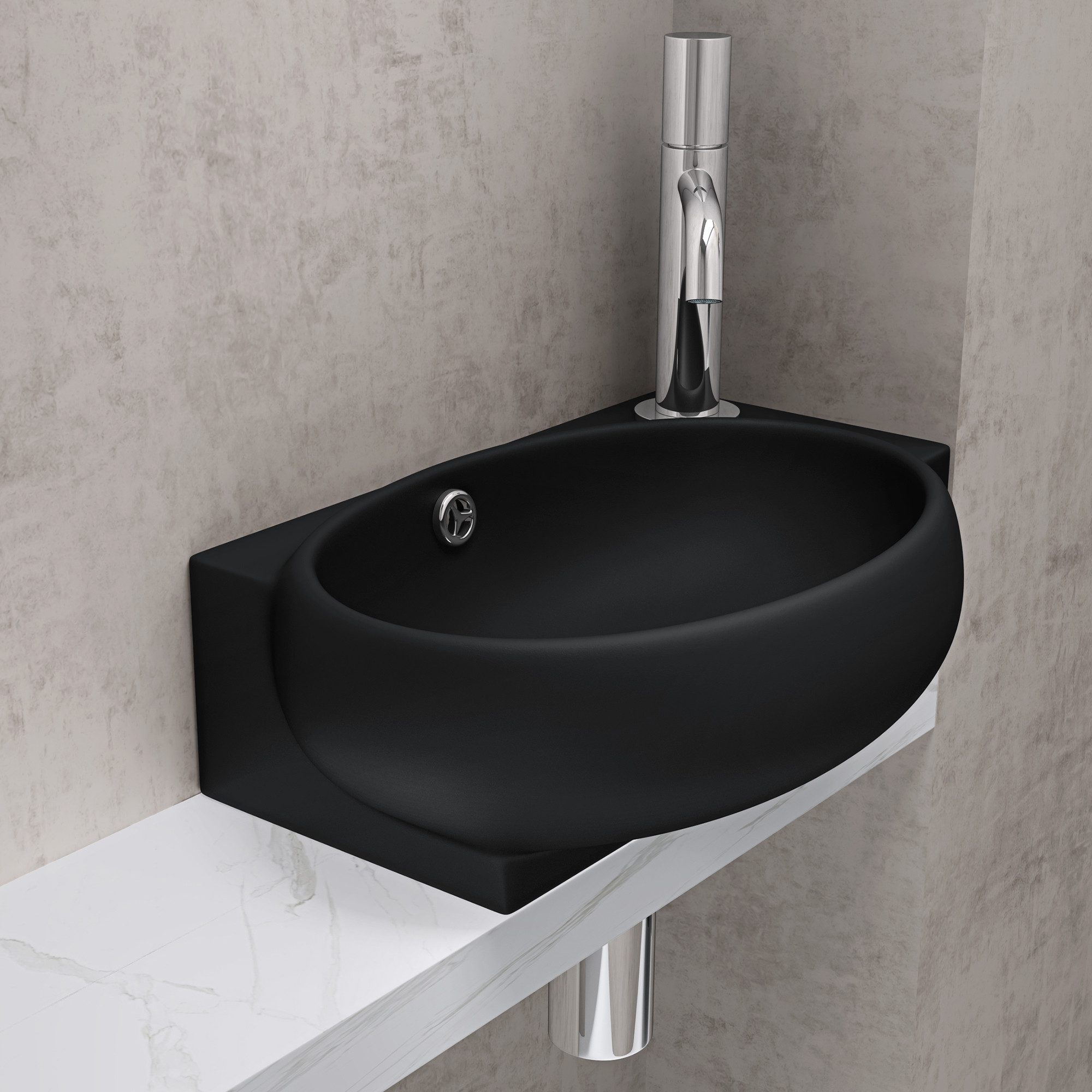 doporro Waschbecken Aufsatzwaschbecken keramik Hängewaschbecken Badezimmer GästeWC Br001