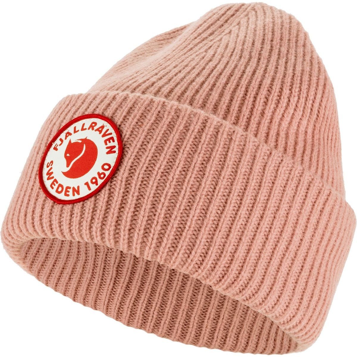 Fjällräven Beanie 1960 Logo Hat Warme, feuchtigkeitstransportierende Rippenstrickmütze aus Lammwolle