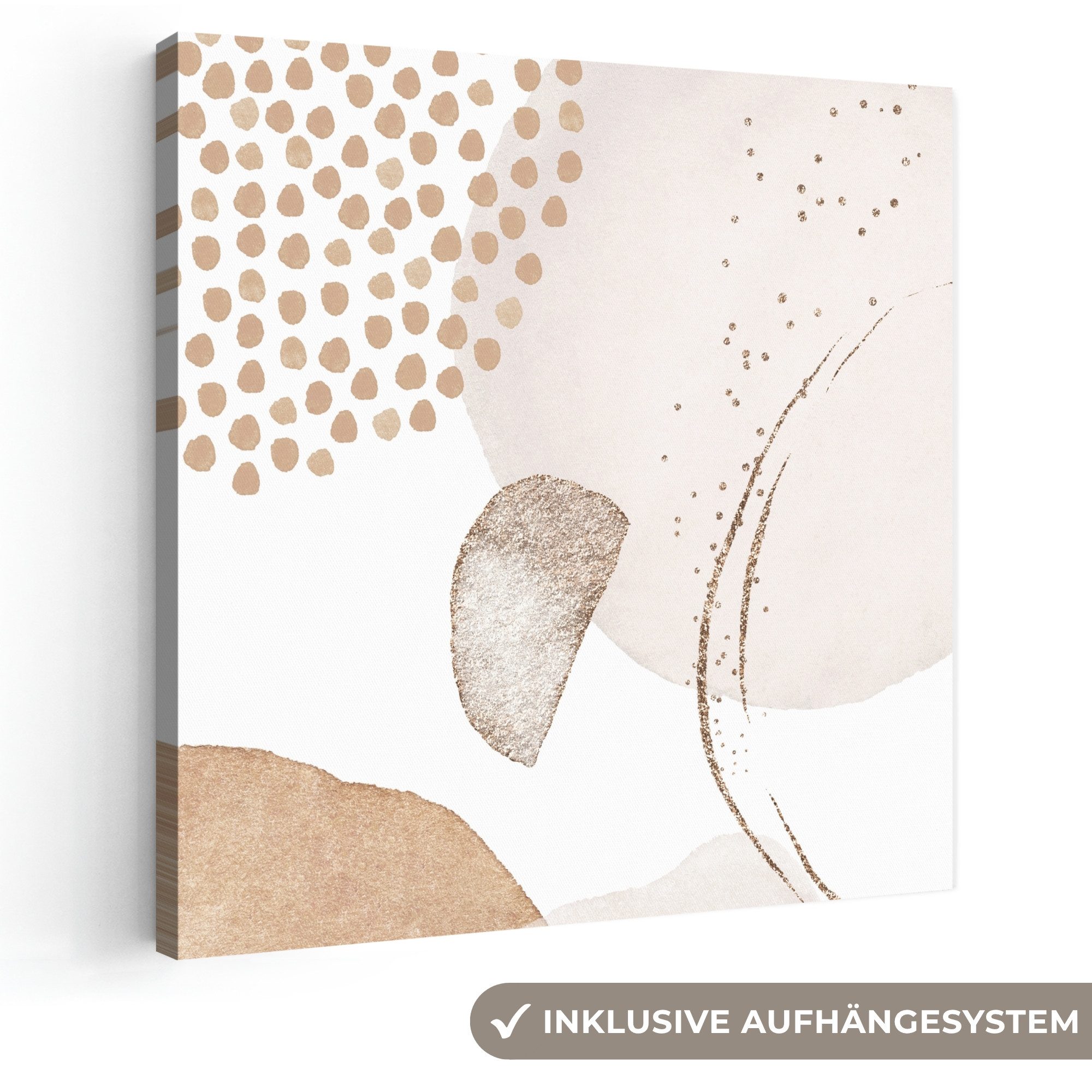 OneMillionCanvasses® Leinwandbild Aquarell - Pastell - Beige - Abstrakt - Modern, Fotodruck (1 St), Wandbild, Deko Schlafzimmer Wohnzimmer Flur 20x20 cm