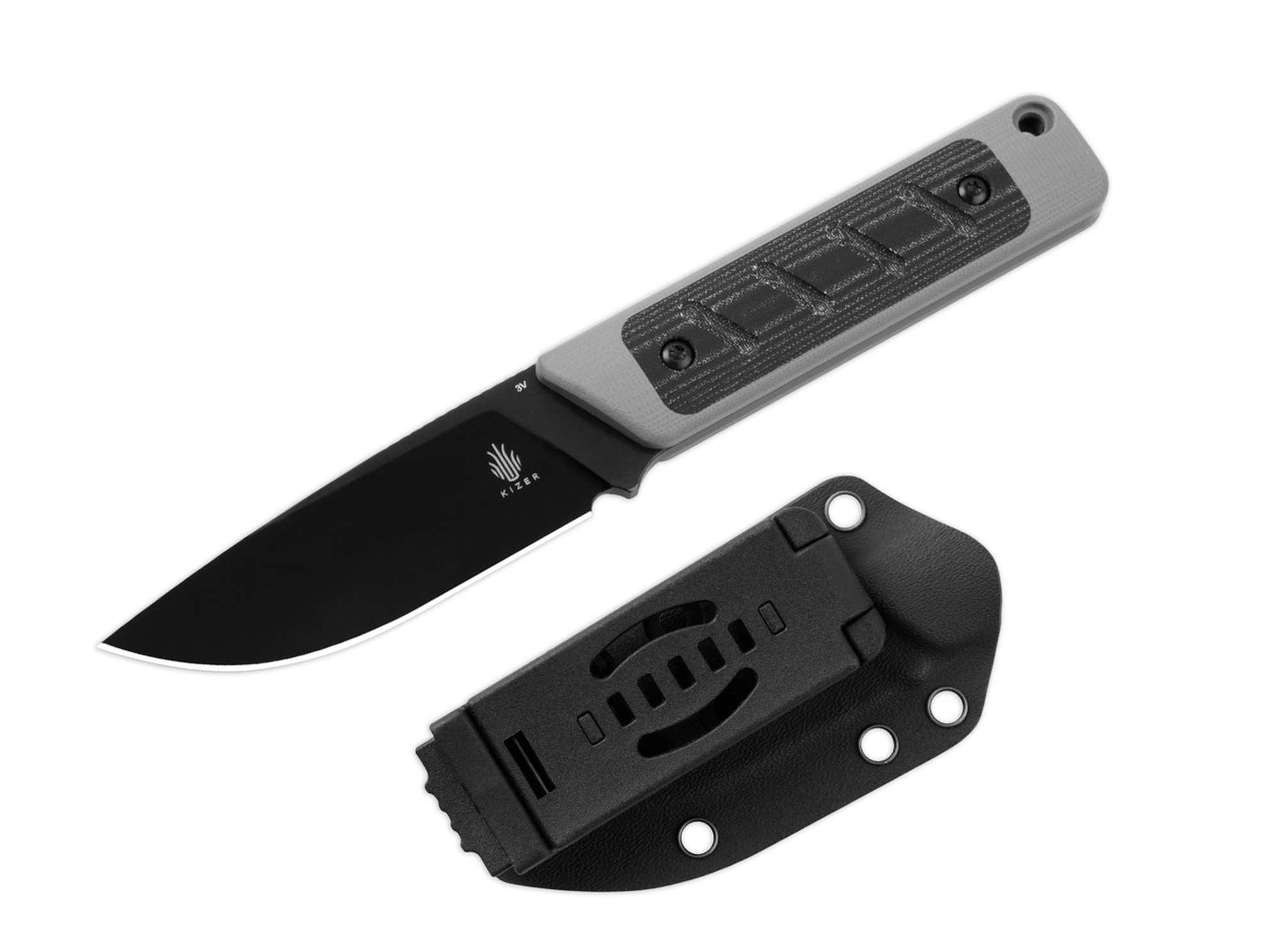 Kizer Taschenmesser Feststehendes Messer Smolt G10 Grey Micarta Black