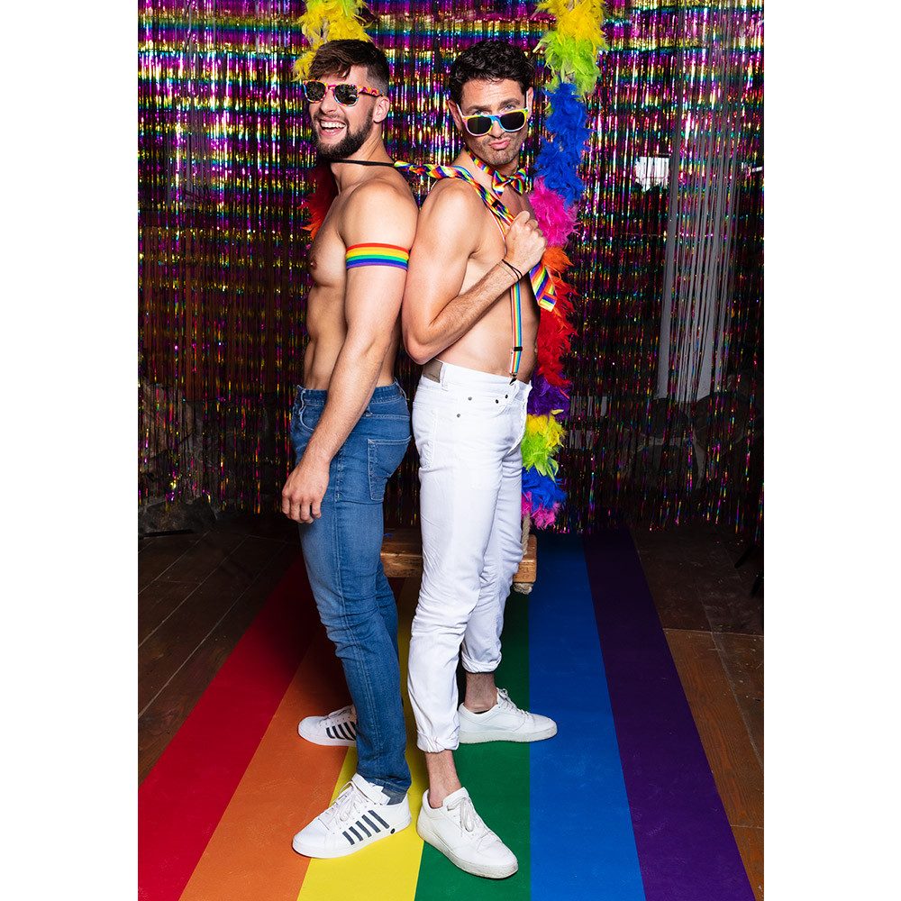 Boland Kostüm Federboa Regenbogen 50g ca.180cm, Regenbogenfarbenes Party-Accessoire