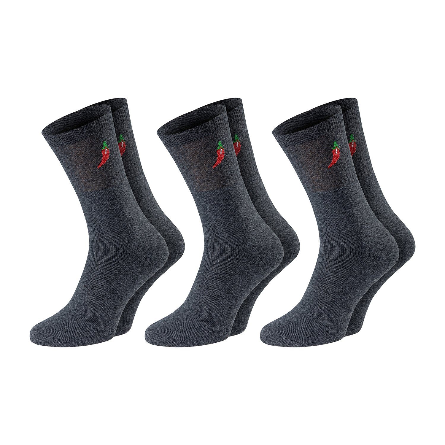 Chili Lifestyle Arbeitssocken Herren Funktionssocken robust mit Polsterung anthrazit grau (Multipack, 3-Paar, ein Design) verstärkt, atmungsaktiv