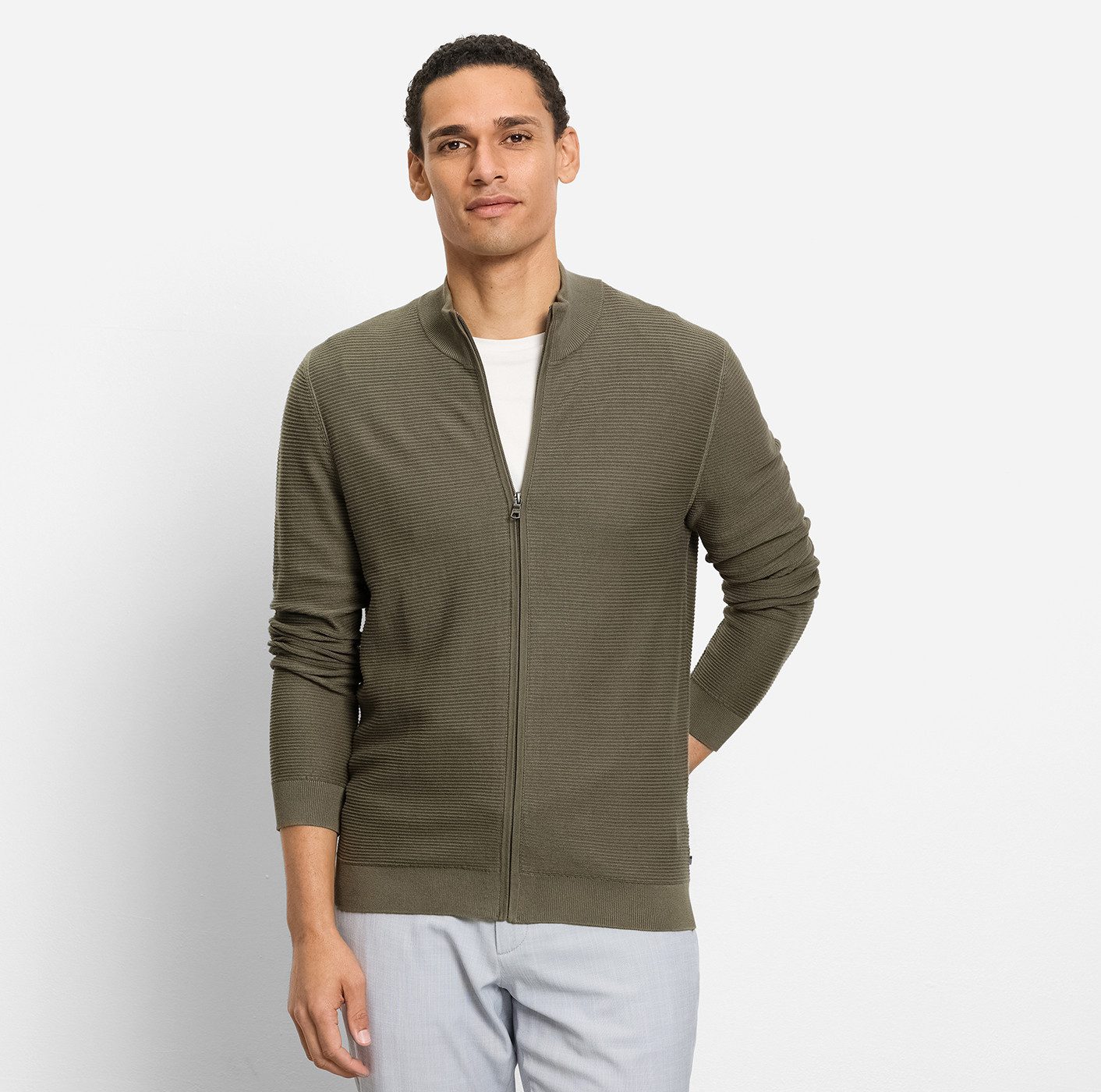 OLYMP Strickjacke Strick Casual mit feiner Struktur