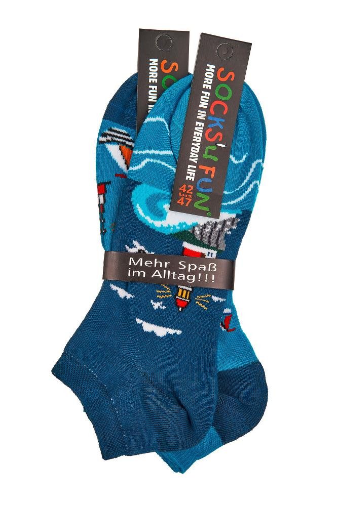Wowerat Sneakersocken 2 Paar Fun Sneakersocken, Küstenglück Motiv, Sneaker Spaß Socken – Bild 2 von 4