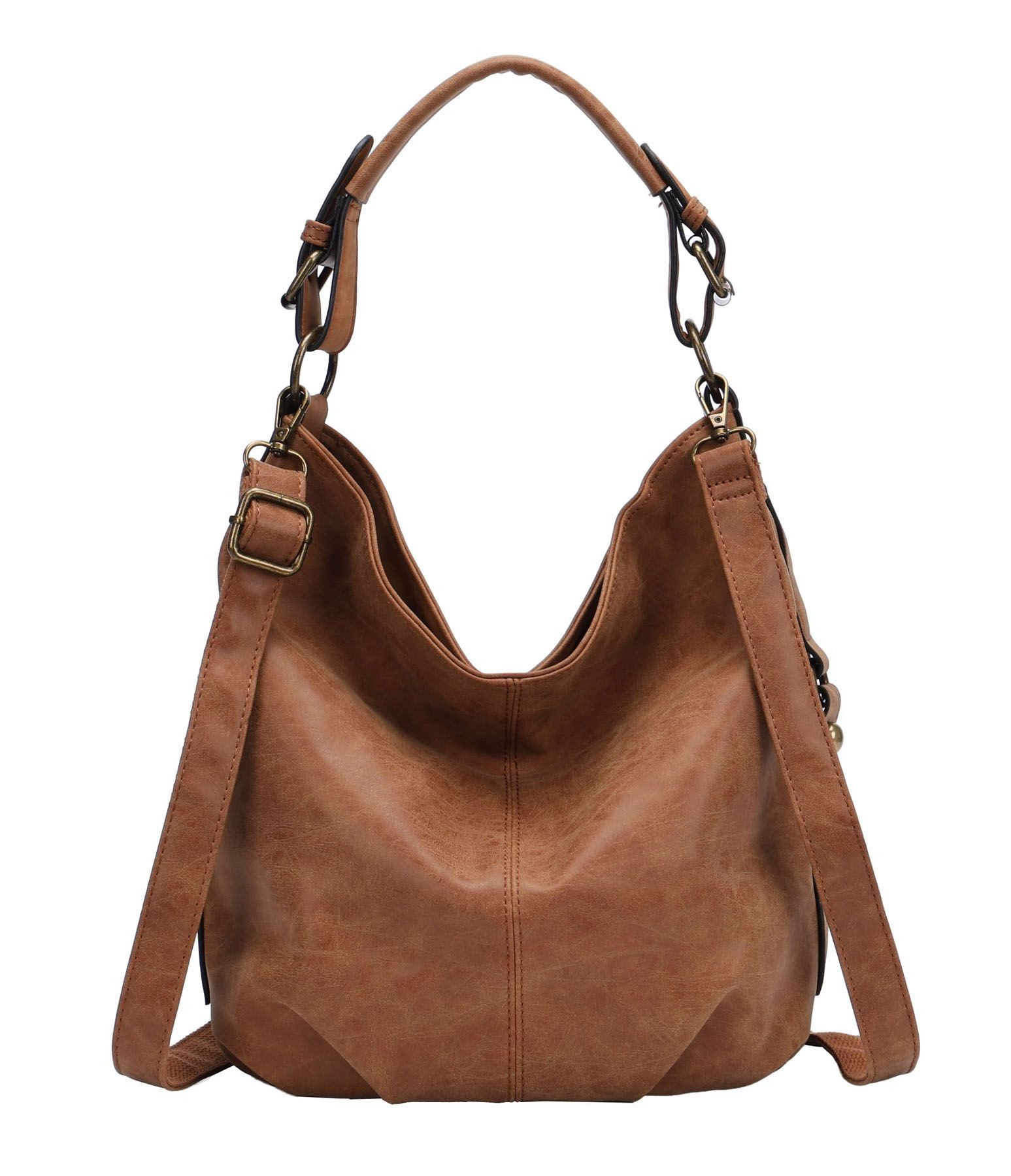ITALYSHOP24 Schultertasche DAMEN SHOPPER Hobo Bag Umhängetasche Handtasche City Bag Cross-Over (Spar-Set: Henkel Tasche mit Schultergurt, Workbag Leder Optik, 2-tlg., mit Henkel und Schultergurt), Damentasche Freizeit Abend Leder Optik Henkeltasche Reise Crossbody