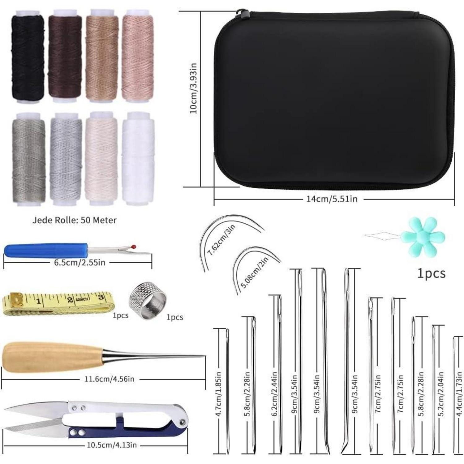 LuxusKollektion Nähnadeln Leder-Nähset 29-teiliges Nähgarn-Set Lederpolster-Reparatur-Set