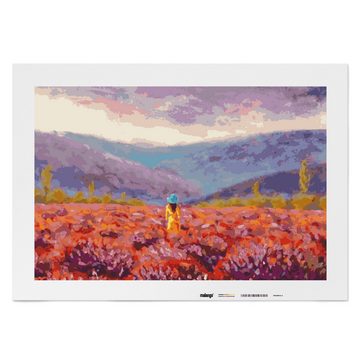malango Malen nach Zahlen Malen nach Zahlen - Blumen Landschaft mit Frau 60 x 40 cm ohne Rahmen