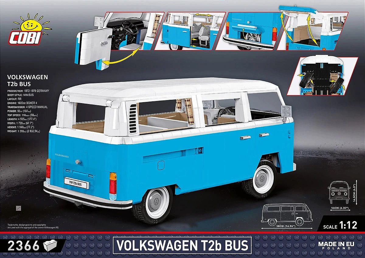 COBI Spiel VW Transporter T2B Bus - Authentisches COBI Baustein-Set (2300 Teile)