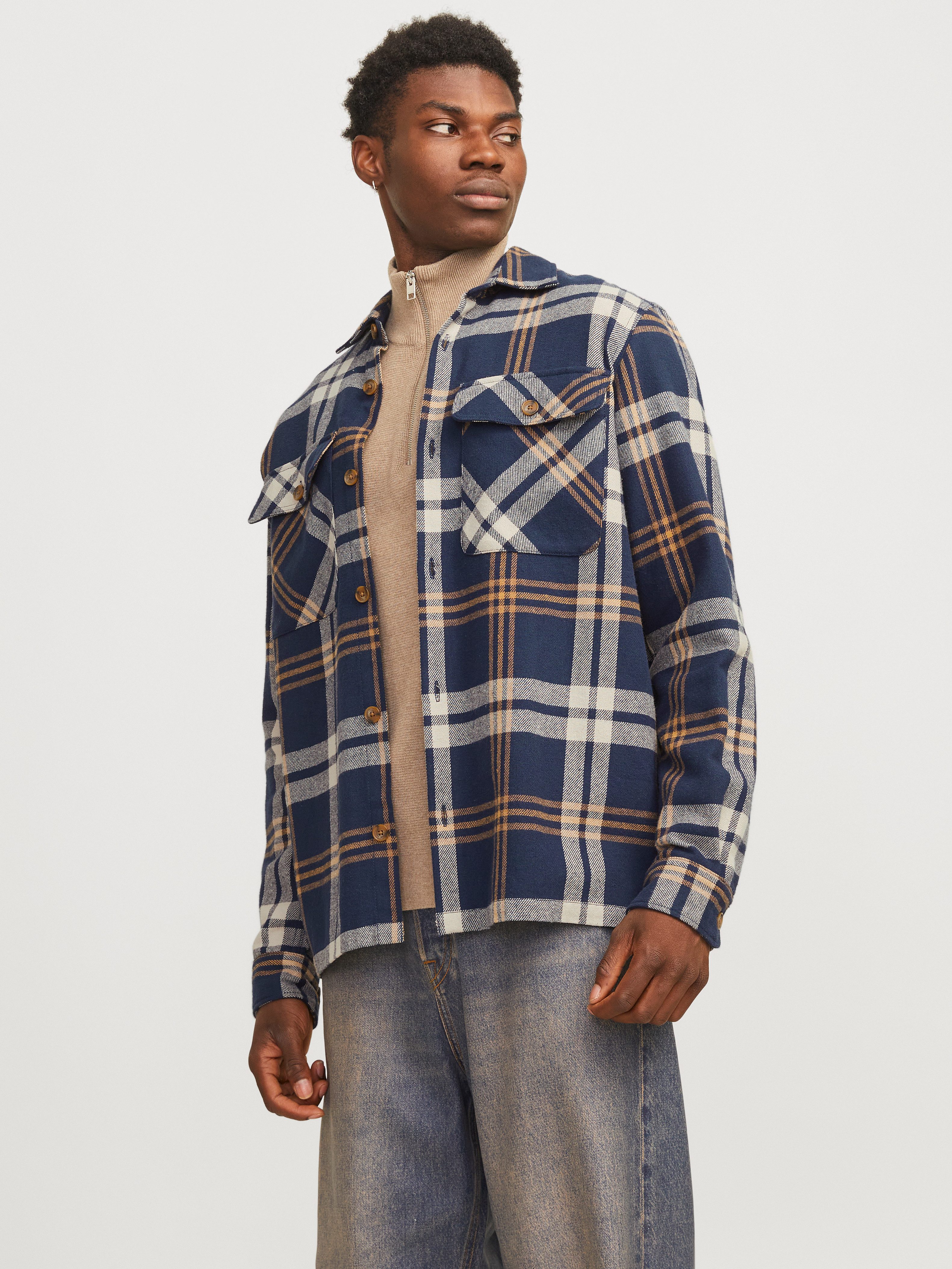 Jack & Jones Langarmhemd JPRRAYMOND MELANGE CHECK LS OVERSHIRT SN günstig online kaufen