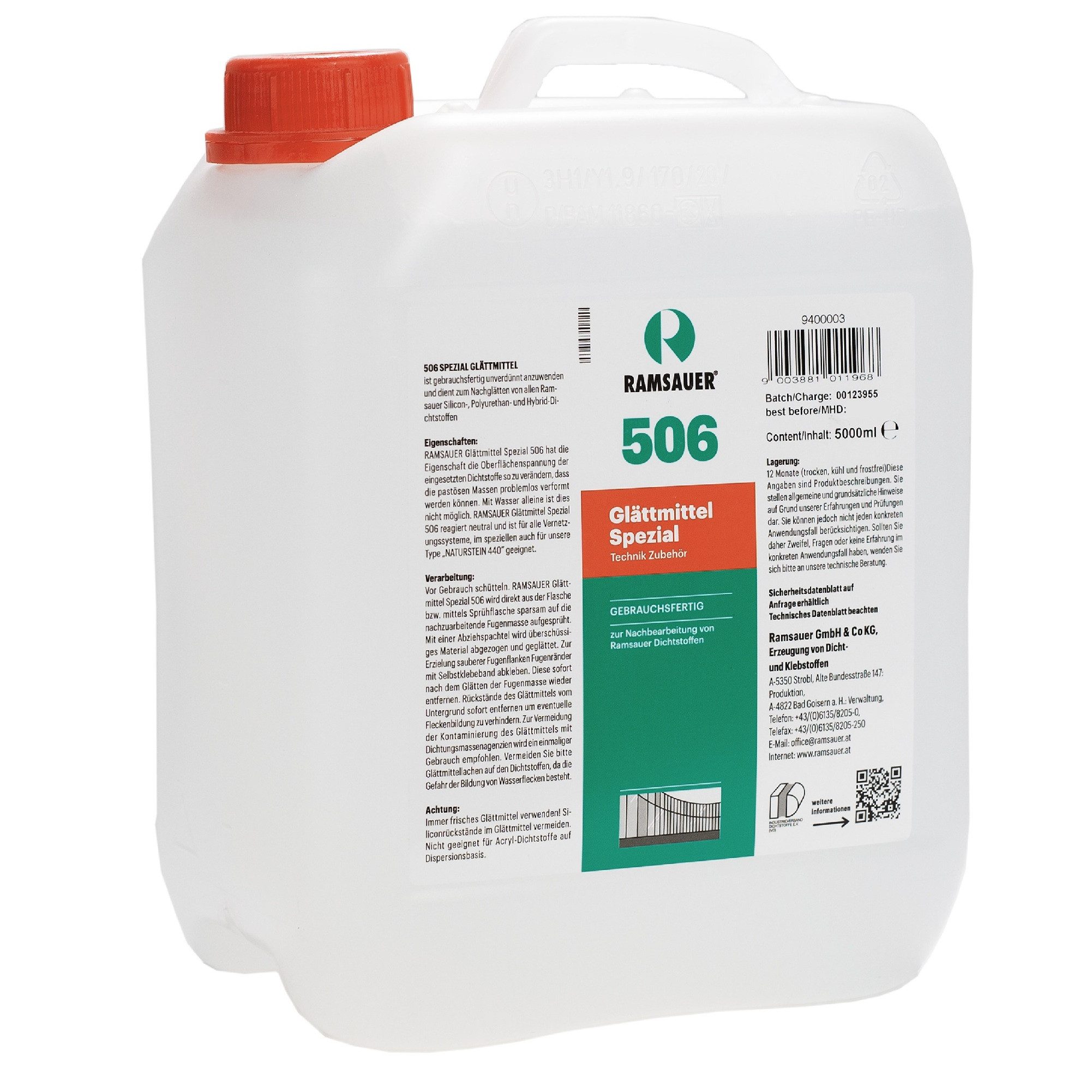 Ramsauer Dichtstoff Ramsauer Dichtstoff Silikon Glättmittel 506 Spezial 5000ml Kanister, gebrauchsfertig, unverdünnt anzuwenden