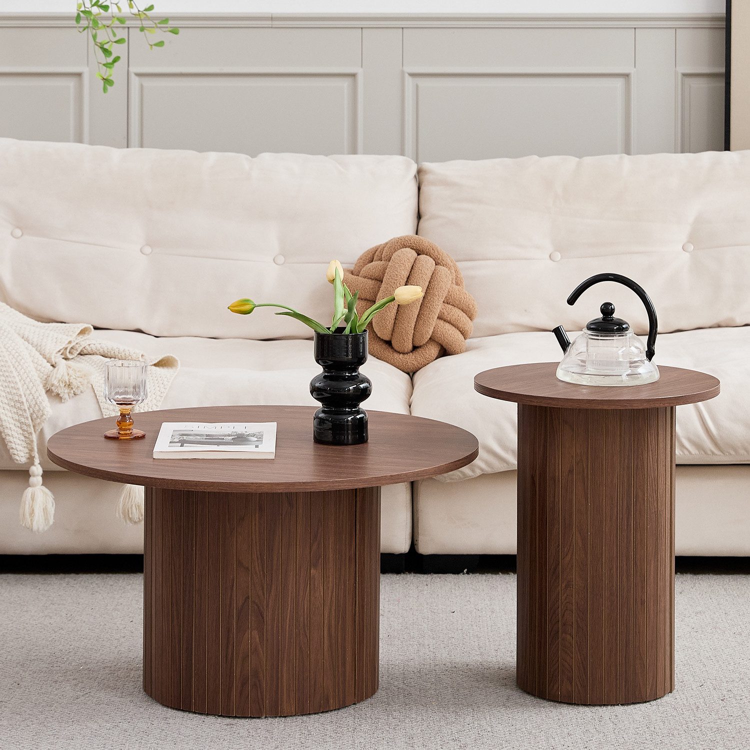 GrandCA HOME Couchtisch 2er Set Couchtisch, Runder Beistelltisch im Modernen Stil (2-St), aus MDF