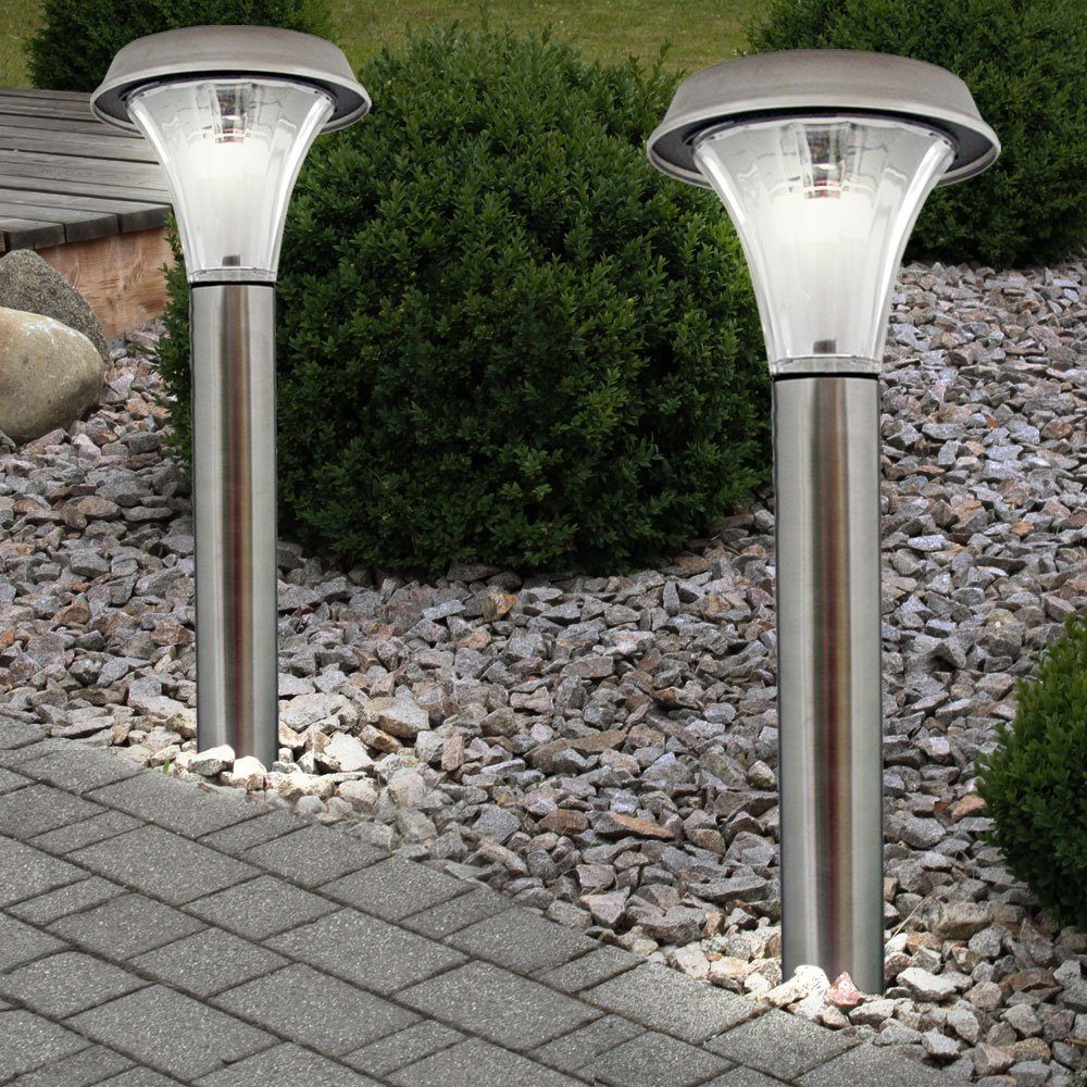 Einbauleuchte, 2x LED Außen SOLAR Leuchten Steck Lampen