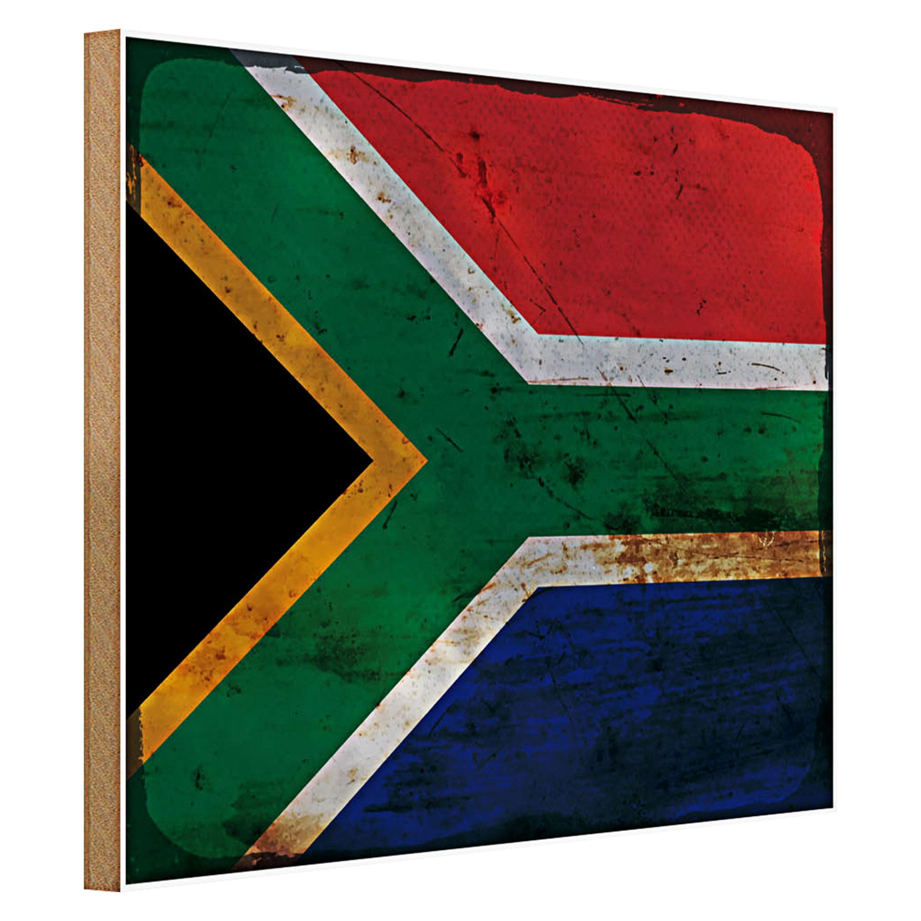 Roomando Holzbild Flagge Südafrika 40x30cm South Africa Rost