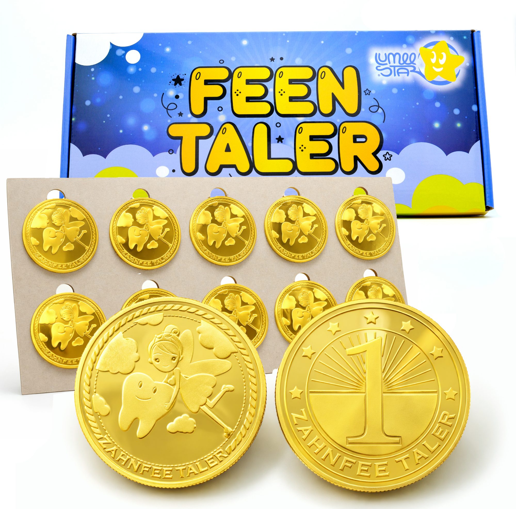 LumeeStar Spielgeld Feen-Taler, Zahnfee Geschenk - Goldtaler