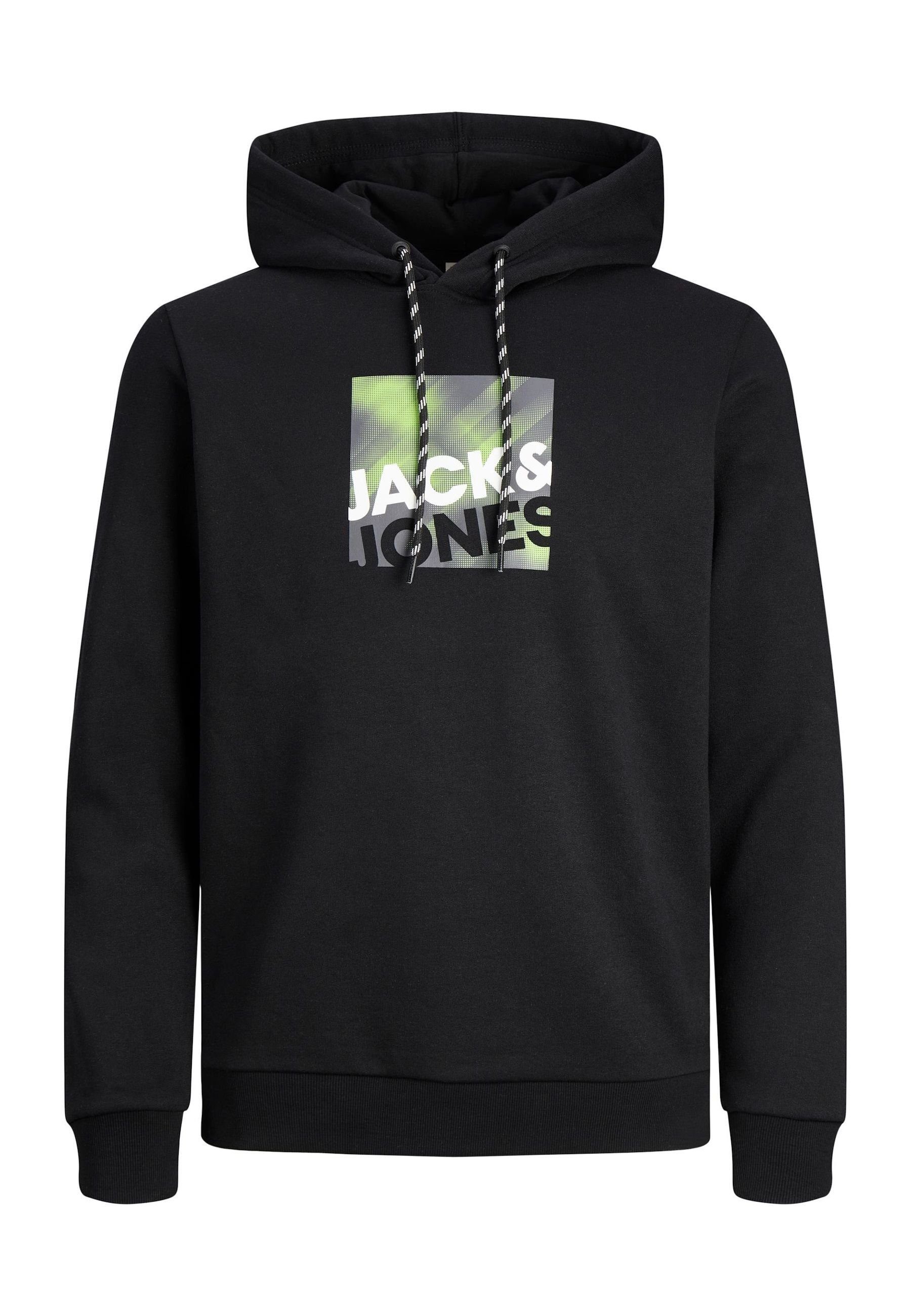 Jack & Jones Kapuzensweatshirt (1-tlg) Hoodie Logan Hoodie mit schwarz Frontprint