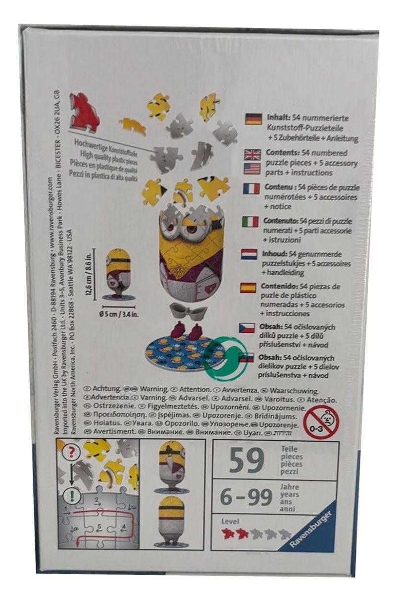 Ravensburger 3D-Puzzle Ravensburger Minions Kevin 3D-Puzzle The Rise of Gru günstig online kaufen