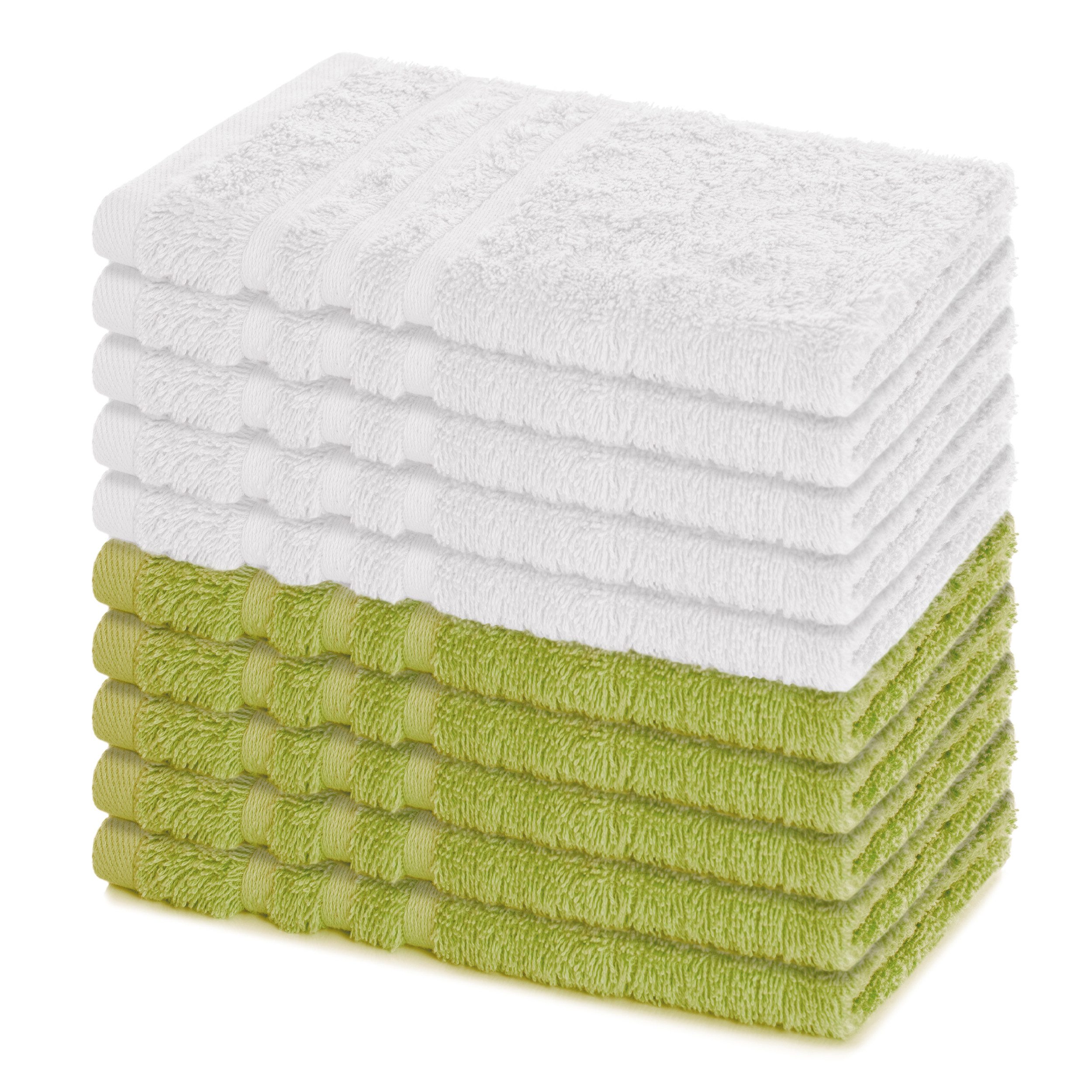 Lavea Gästehandtücher 30x50 cm, 10er Set Gästehandtuch, Elena-Frottee Handtuch, Gästetuch, (Set, 10-St), 500 g/m² Frottier, weich & saugstark, pflegeleicht