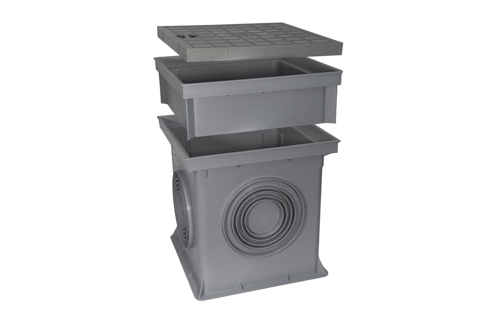 Marley Deutschland GmbH Erdschacht 300x300mm Einlaufschacht + Aufsatz + Schachtdeckel, 30x30x38 cm, 3-St., laugen- und säurebeständig, begehbar