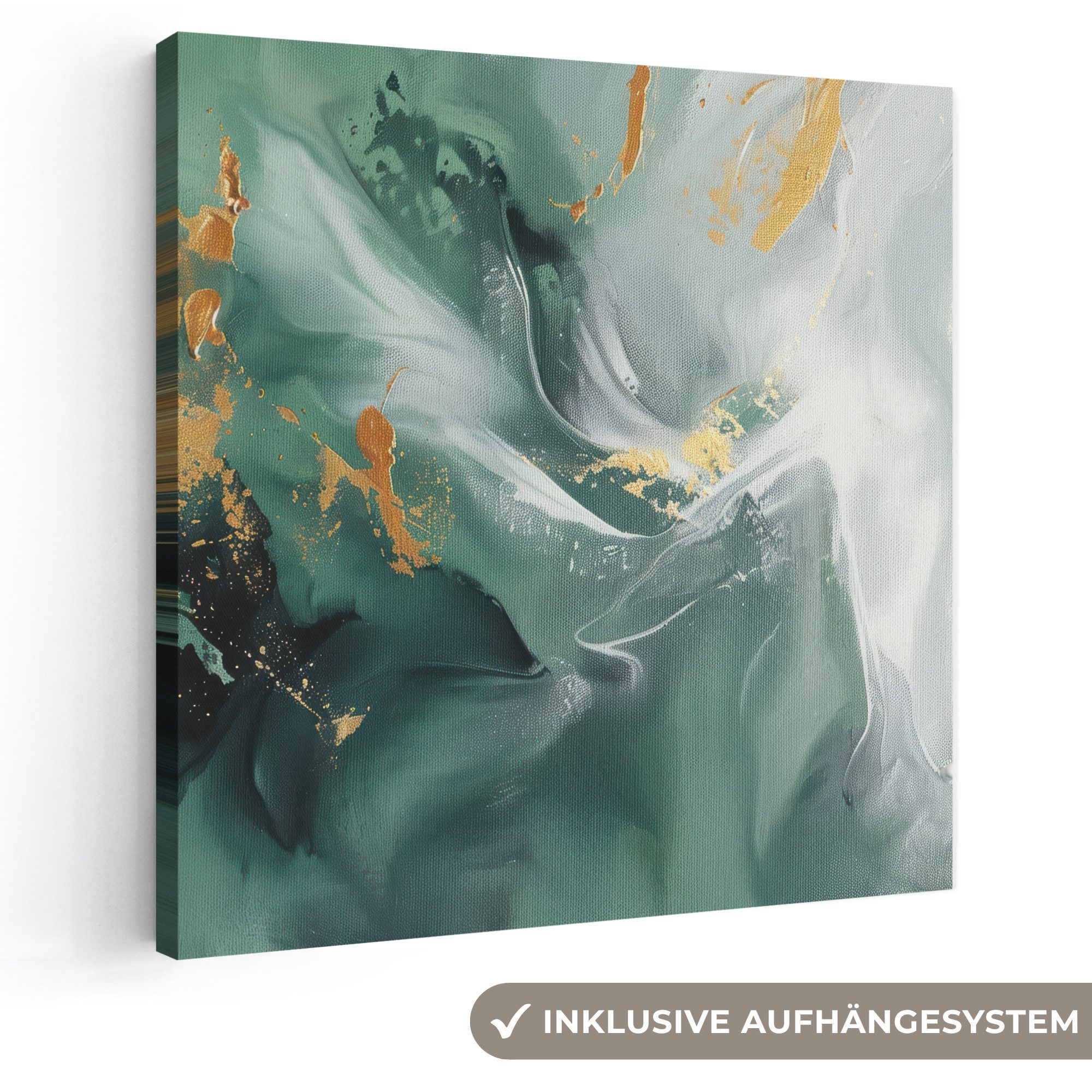 OneMillionCanvasses® Leinwandbild Grün - Modern - Marmor - Abstrakt, Fotodruck (1 St), Wandbild, Deko Schlafzimmer Wohnzimmer Flur 20x20 cm
