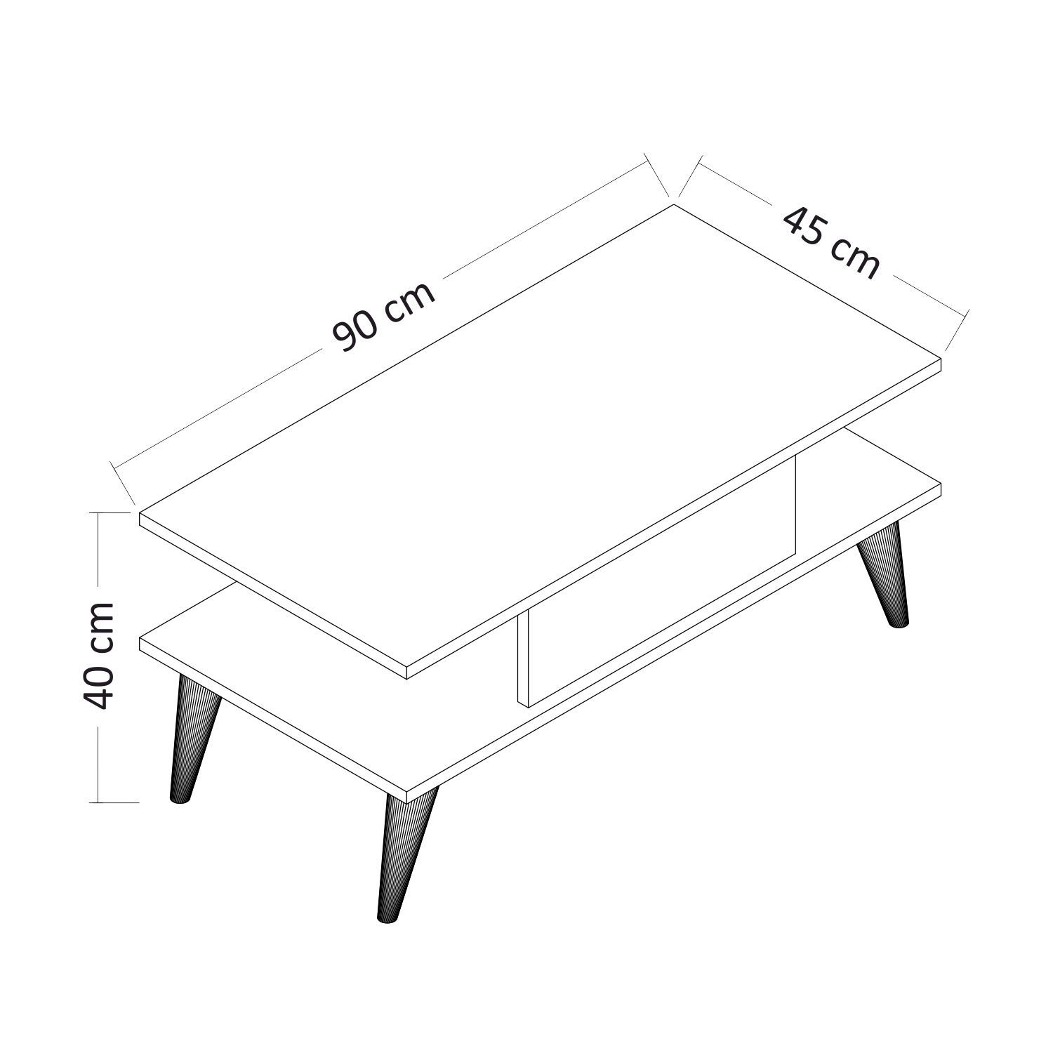 40x90x45 Melaminbeschichtete Partikelplatte cm, Weiß, CRL, Couchtisch 100% Beta Skye Decor