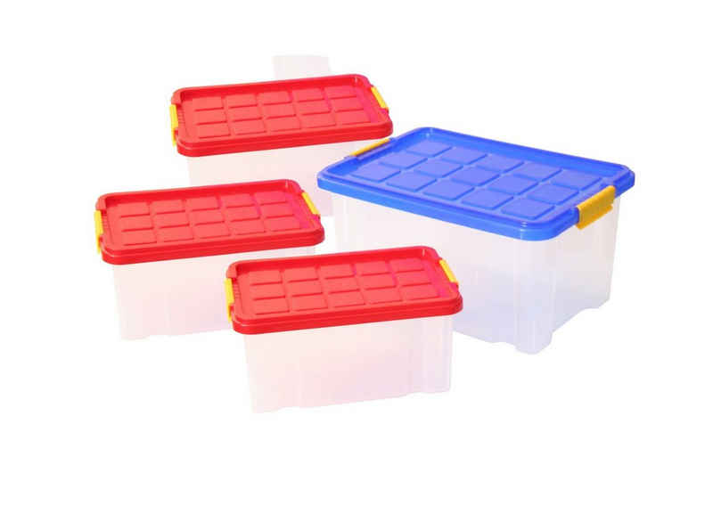 axentia Stapelbox (Set, 4 St), Universalboxen, Spielzeugkisten