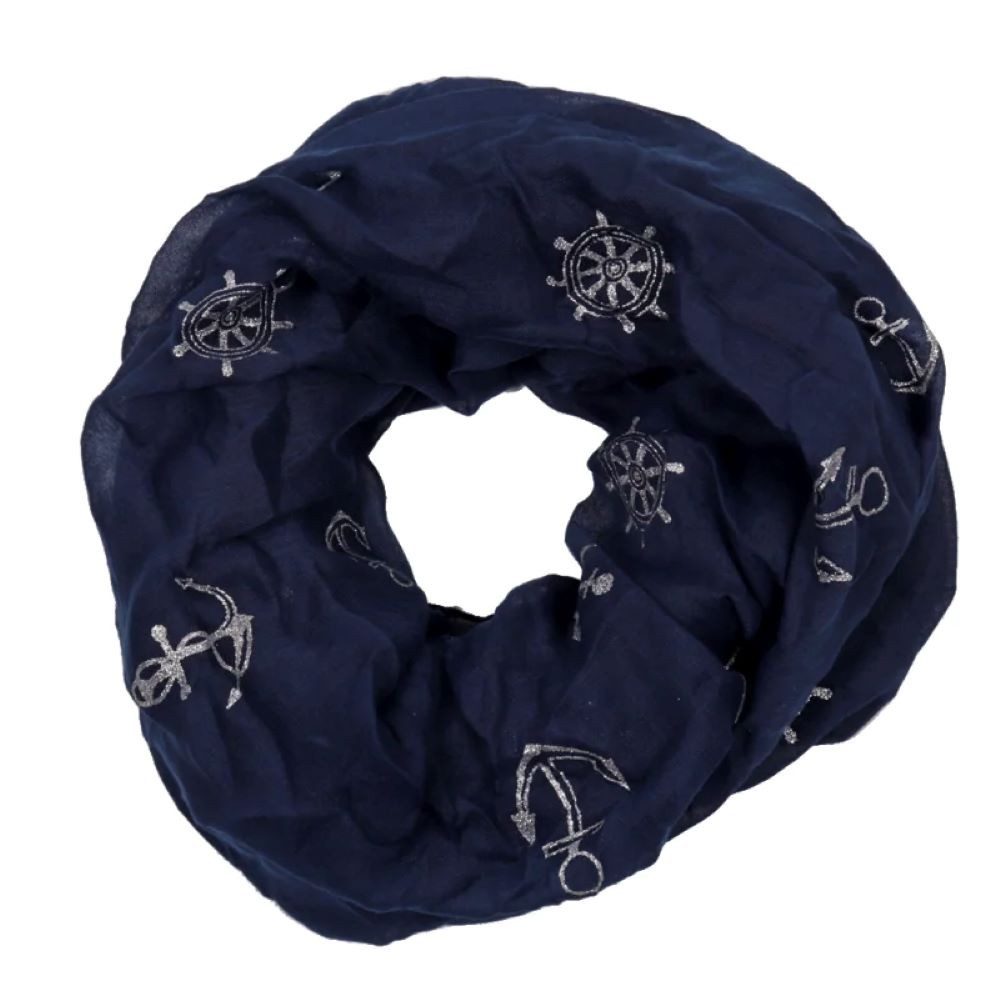 Loop Maritimer Loop-Schal mit Anker-Motiv