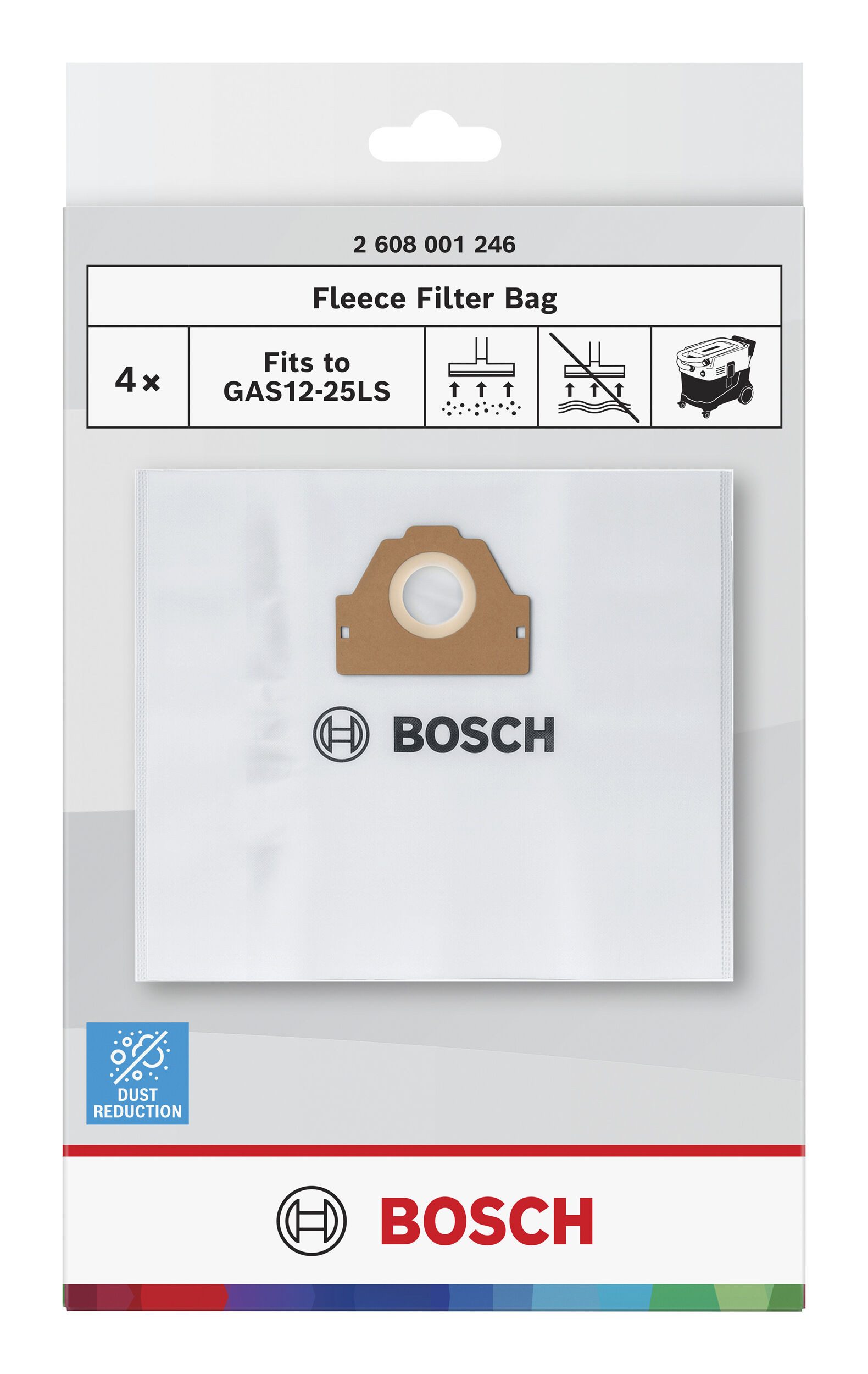 BOSCH Staubsaugerbeutel, Fleece Beutel, 480 x 550 mm, 10 l - 4er Pack (4 Stück)