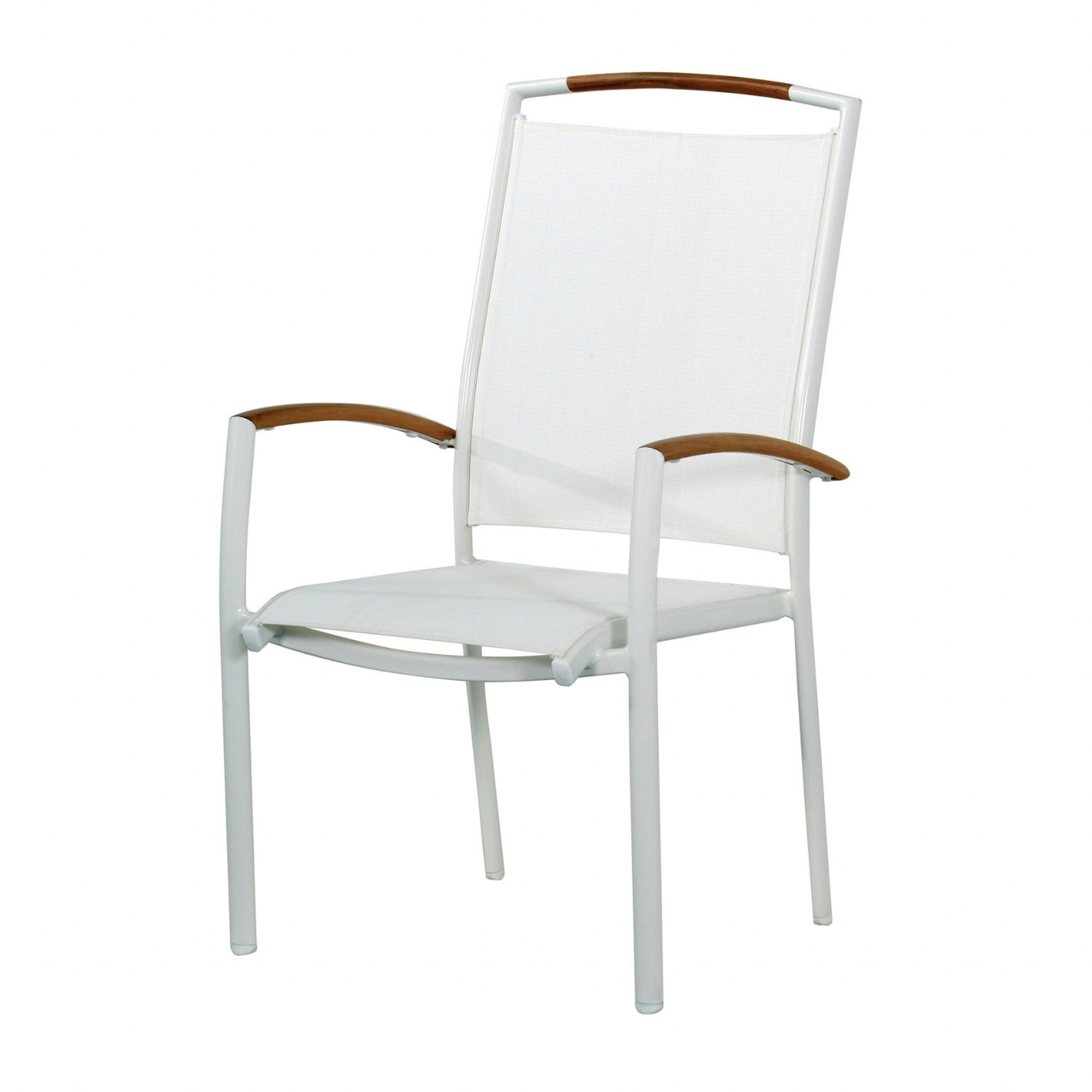 Inko Gartenstuhl Inko Stapelsessel Frisco hoch Alu/Textil/Teak Stapelstuhl 3 Farben