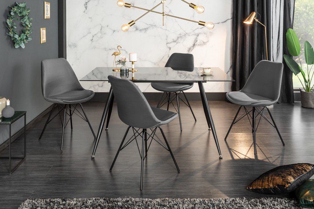 · Metall Samt St), / Design · Modern Esszimmer Stuhl riess-ambiente (Einzelartikel, 1 · MEISTERSTÜCK grau schwarz SCANDINAVIA