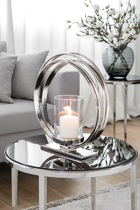 Fink Kerzenhalter COLETTE, aus Aluminium Glas, 44 ca. Höhe cm und Stumpenkerzenhalter